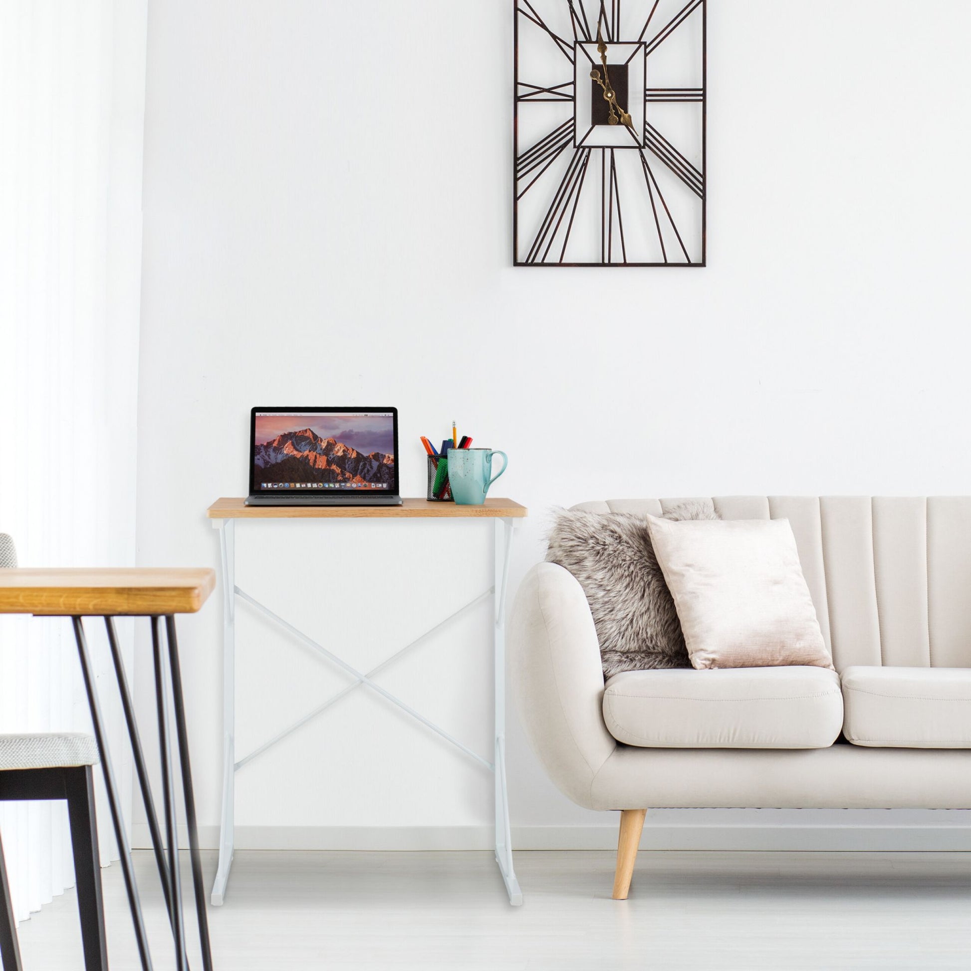 Kleiner Schreibtisch Weiss-Hellbraun von Relaxdays