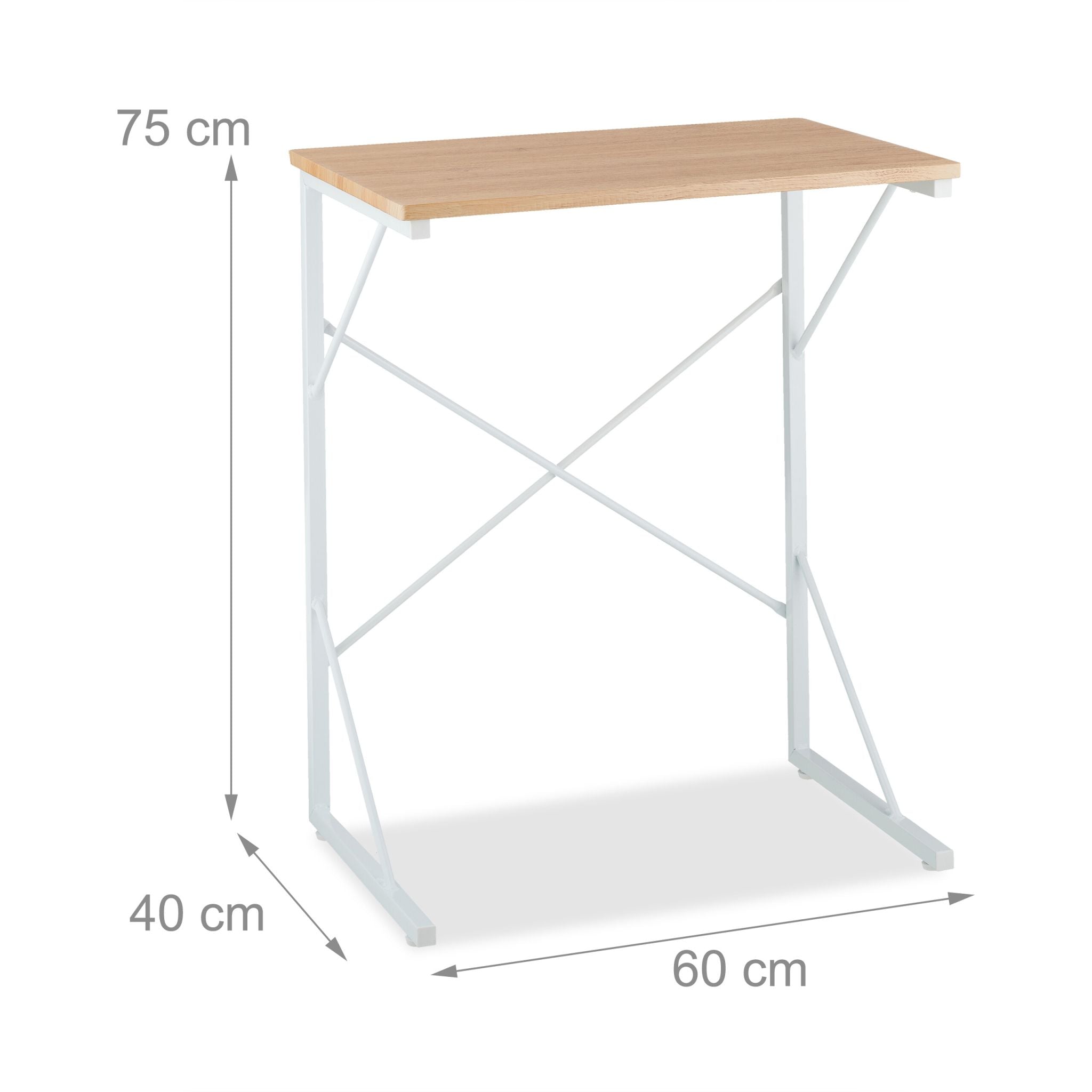 Kleiner Schreibtisch Weiss-Hellbraun von Relaxdays