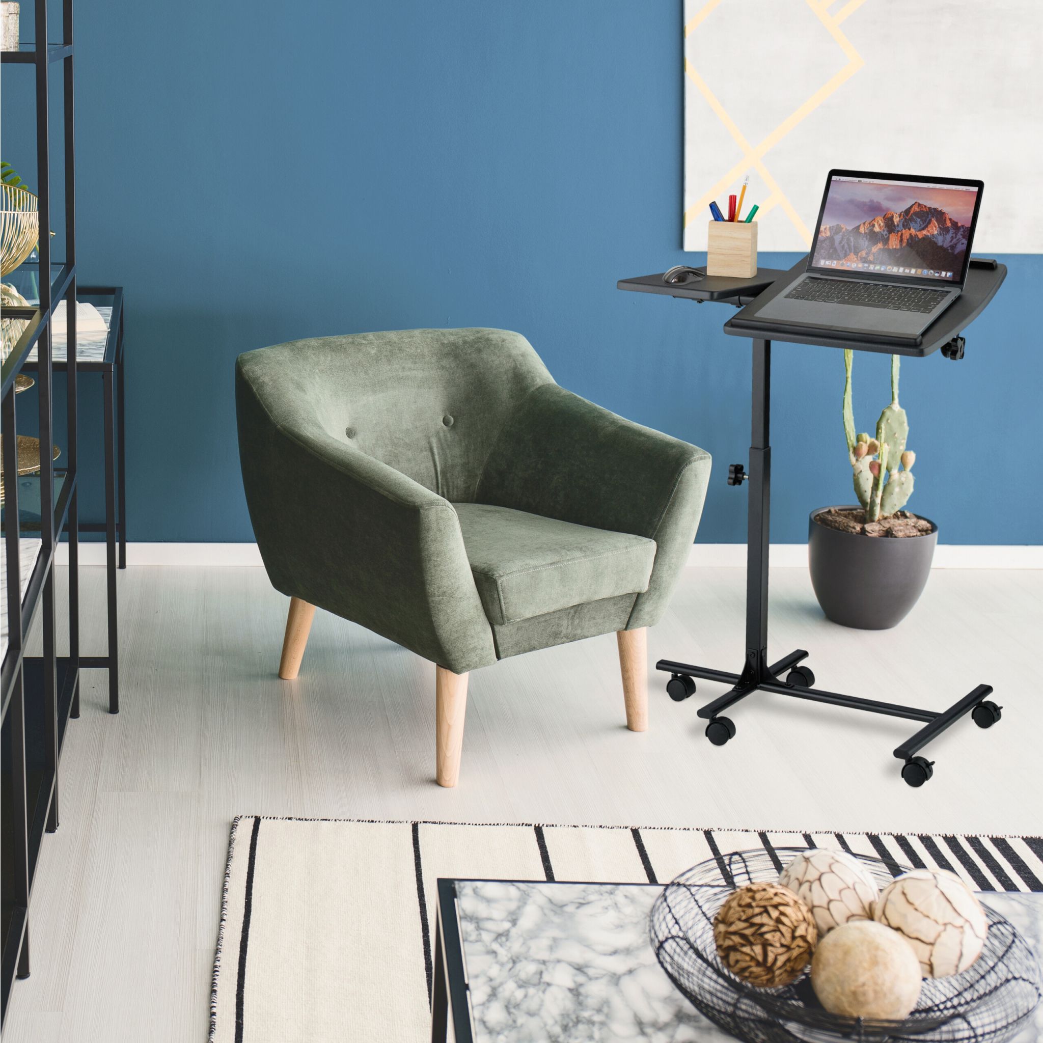Laptoptisch höhenverstellbar mit Rollen Schwarz von Relaxdays