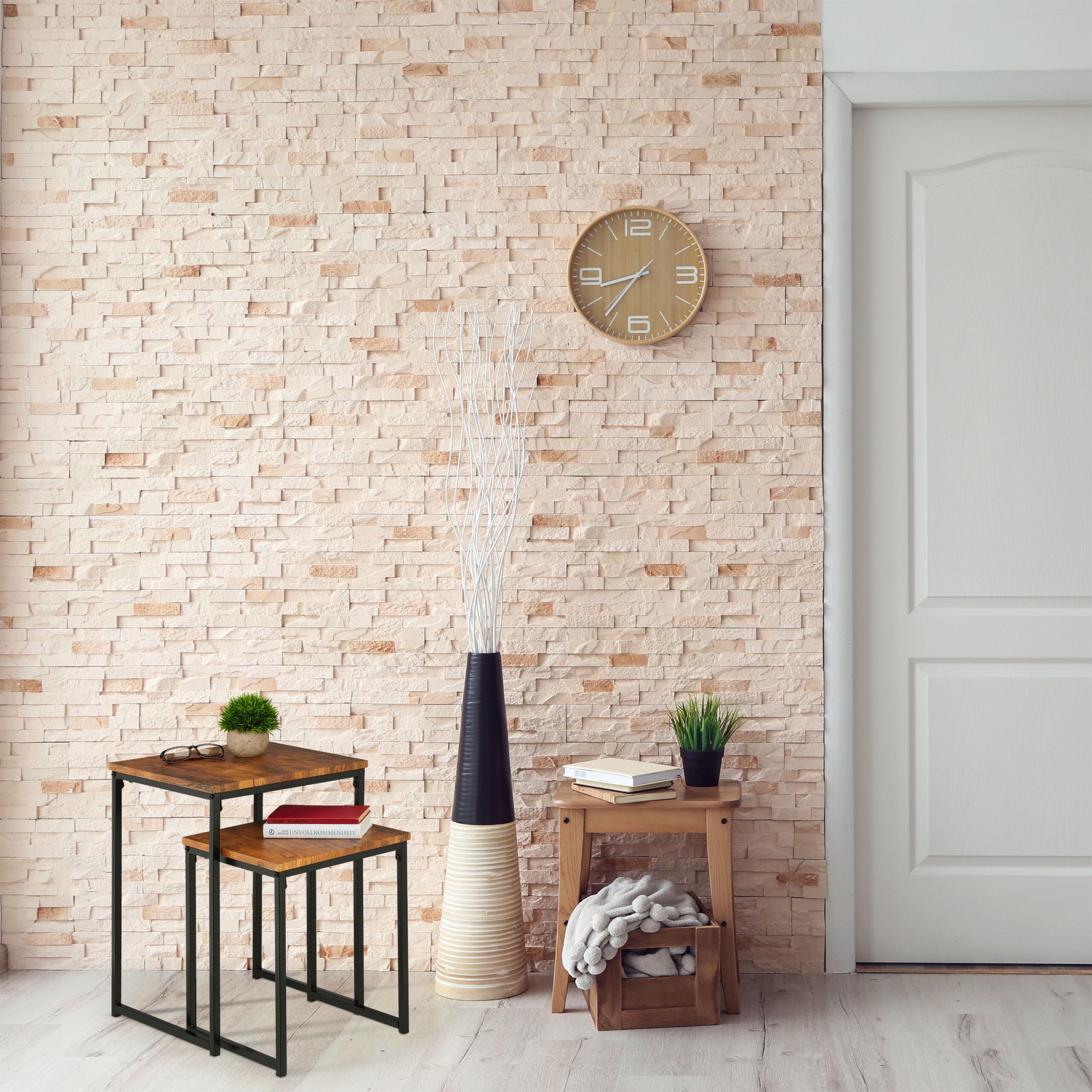 Beistelltisch 2er-Set Braun-Schwarz von Relaxdays