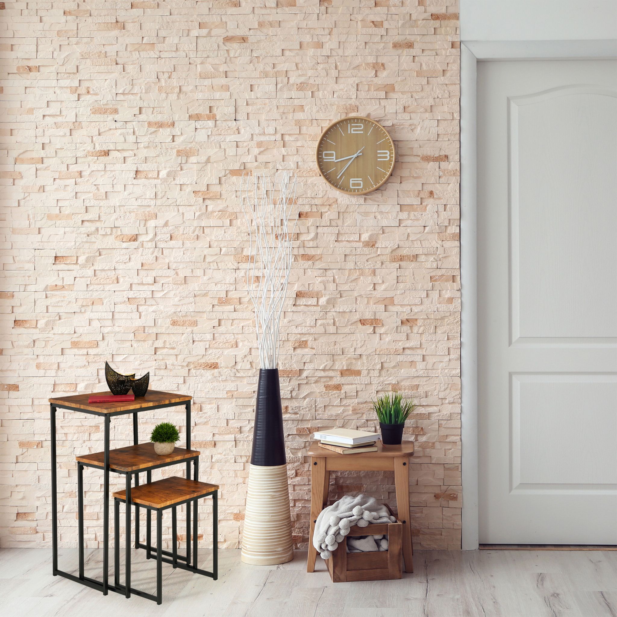 Beistelltisch 3er-Set Braun-Schwarz von Relaxdays