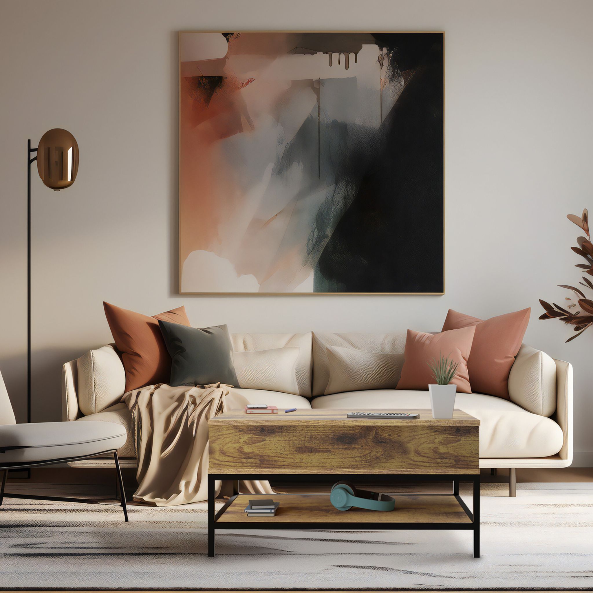 Aufklappbarer Couchtisch Schwarz von Relaxdays