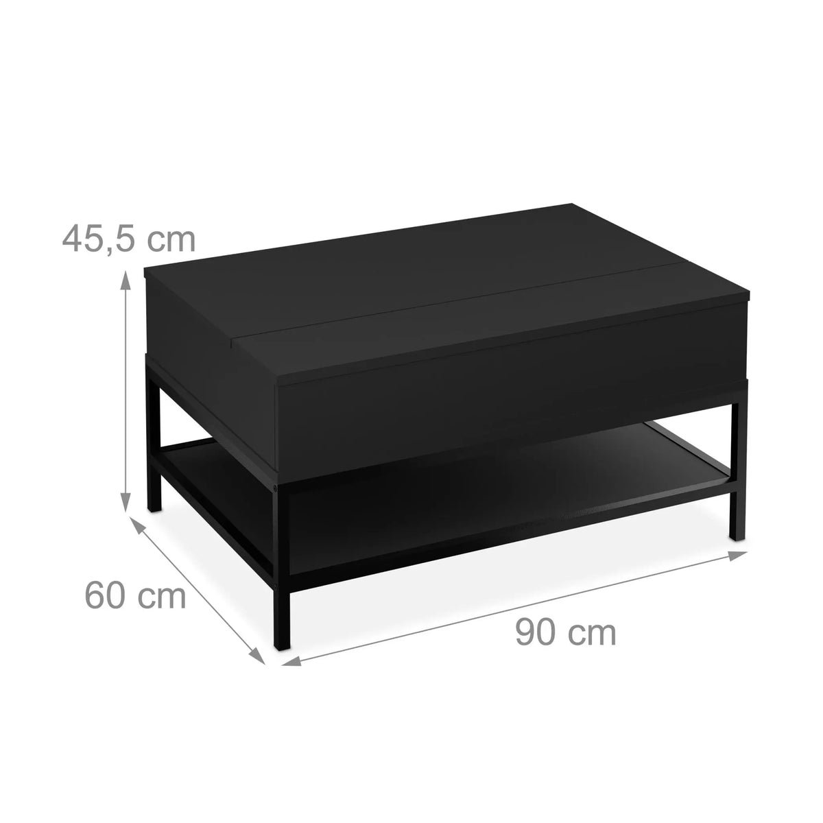 Aufklappbarer Couchtisch Schwarz von Relaxdays