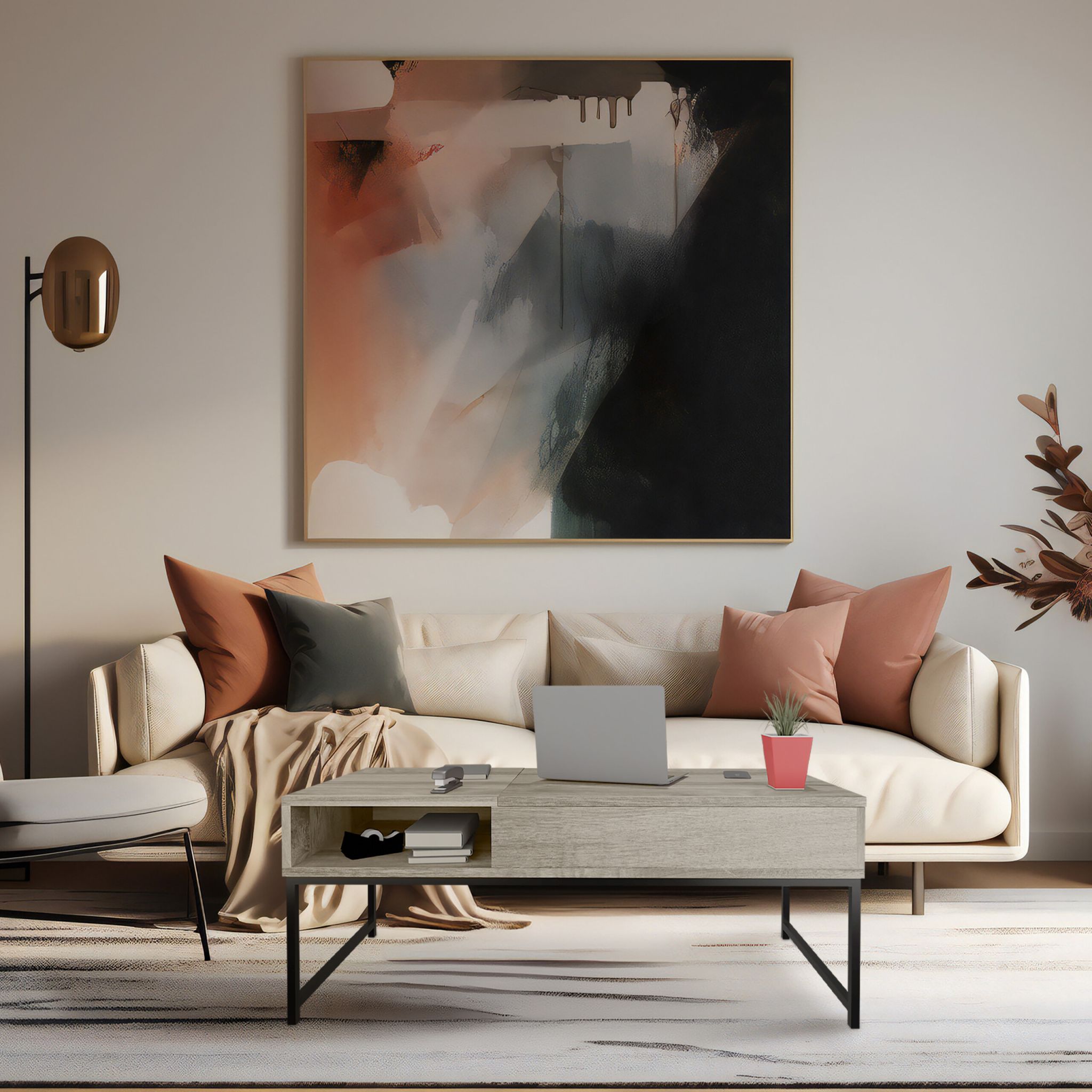 Aufklappbarer Couchtisch Schwarz von Relaxdays