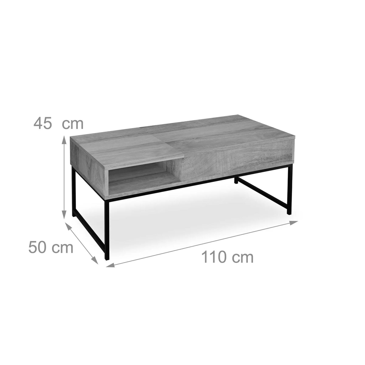 Aufklappbarer Couchtisch Dunkelbraun-Schwarz von Relaxdays
