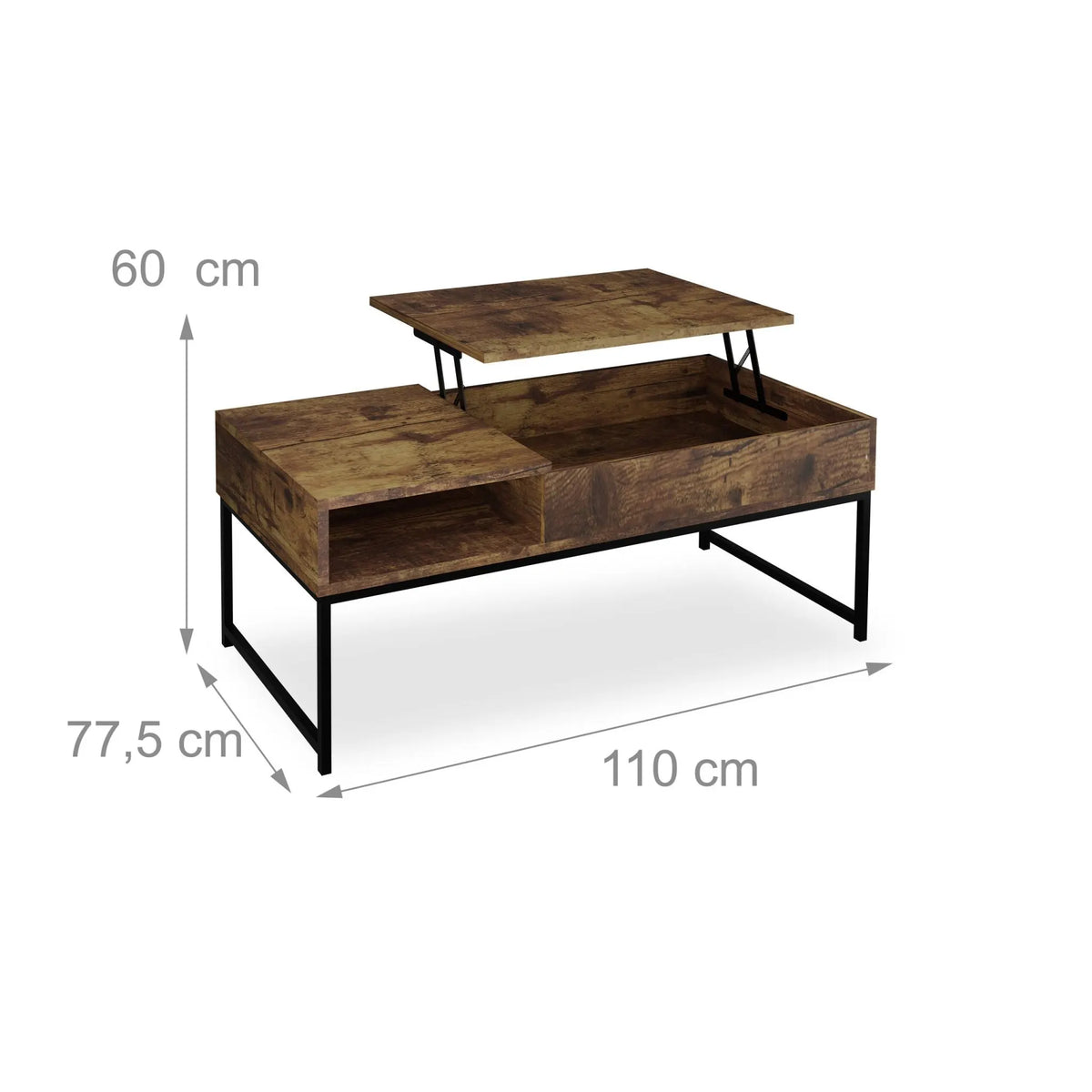 Aufklappbarer Couchtisch Schwarz-Grau von Relaxdays