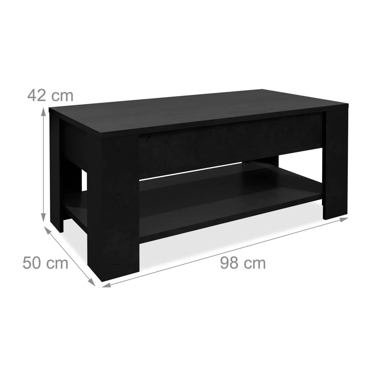 Aufklappbarer Couchtisch Schwarz von Relaxdays