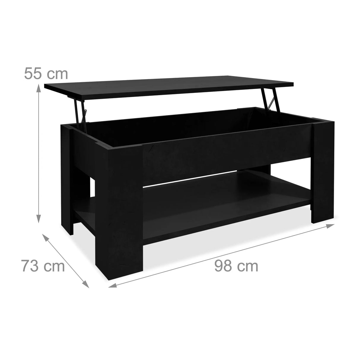 Aufklappbarer Couchtisch Schwarz von Relaxdays