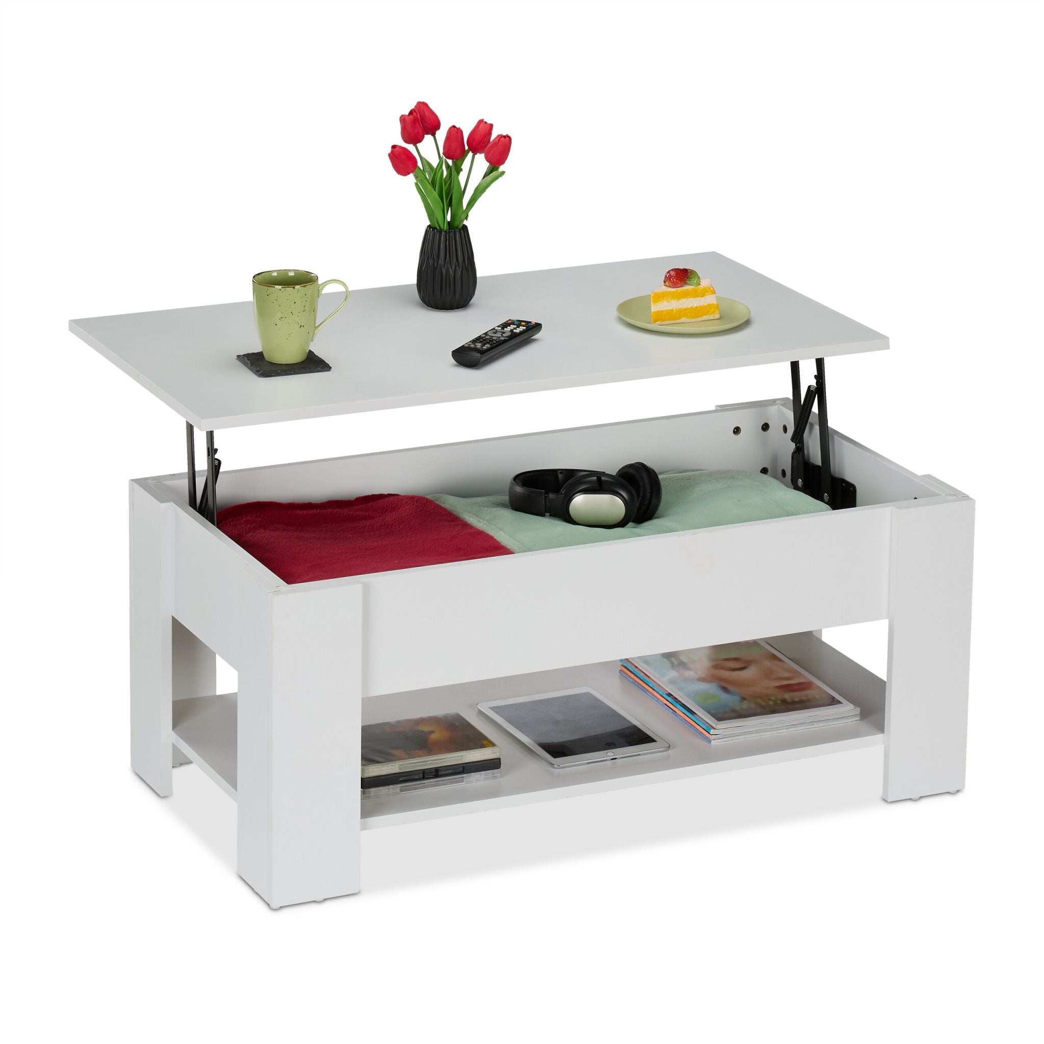 Aufklappbarer Couchtisch Weiss von Relaxdays