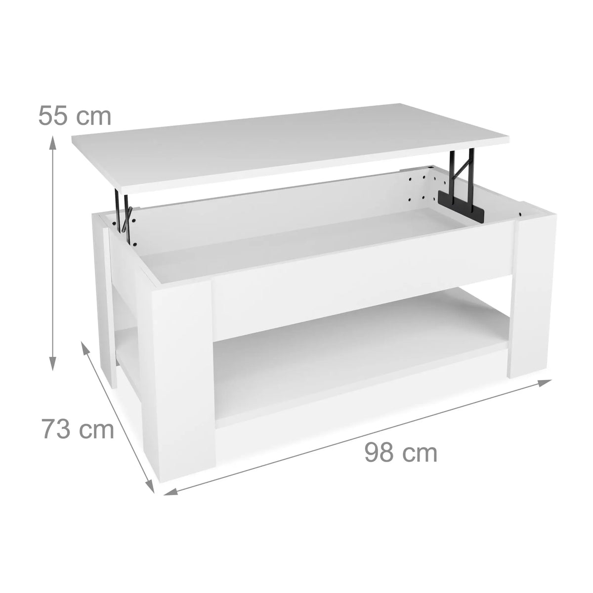 Aufklappbarer Couchtisch Weiss von Relaxdays