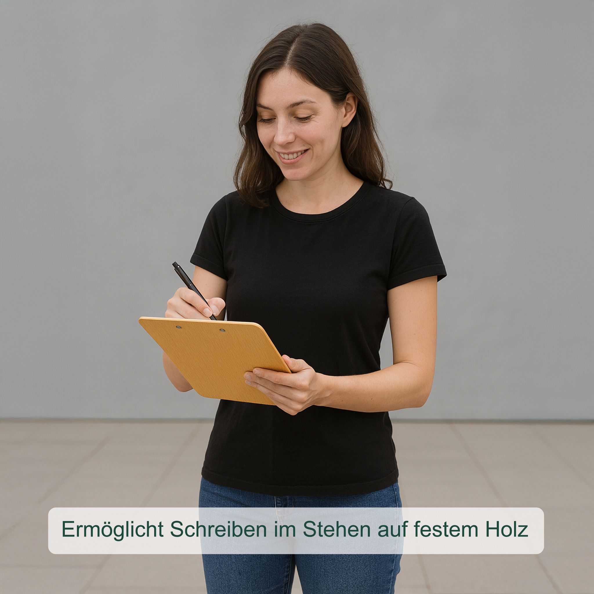 Klemmbrett in Holzoptik 6er-Set Hellbraun-Schwarz-Silber von Relaxdays