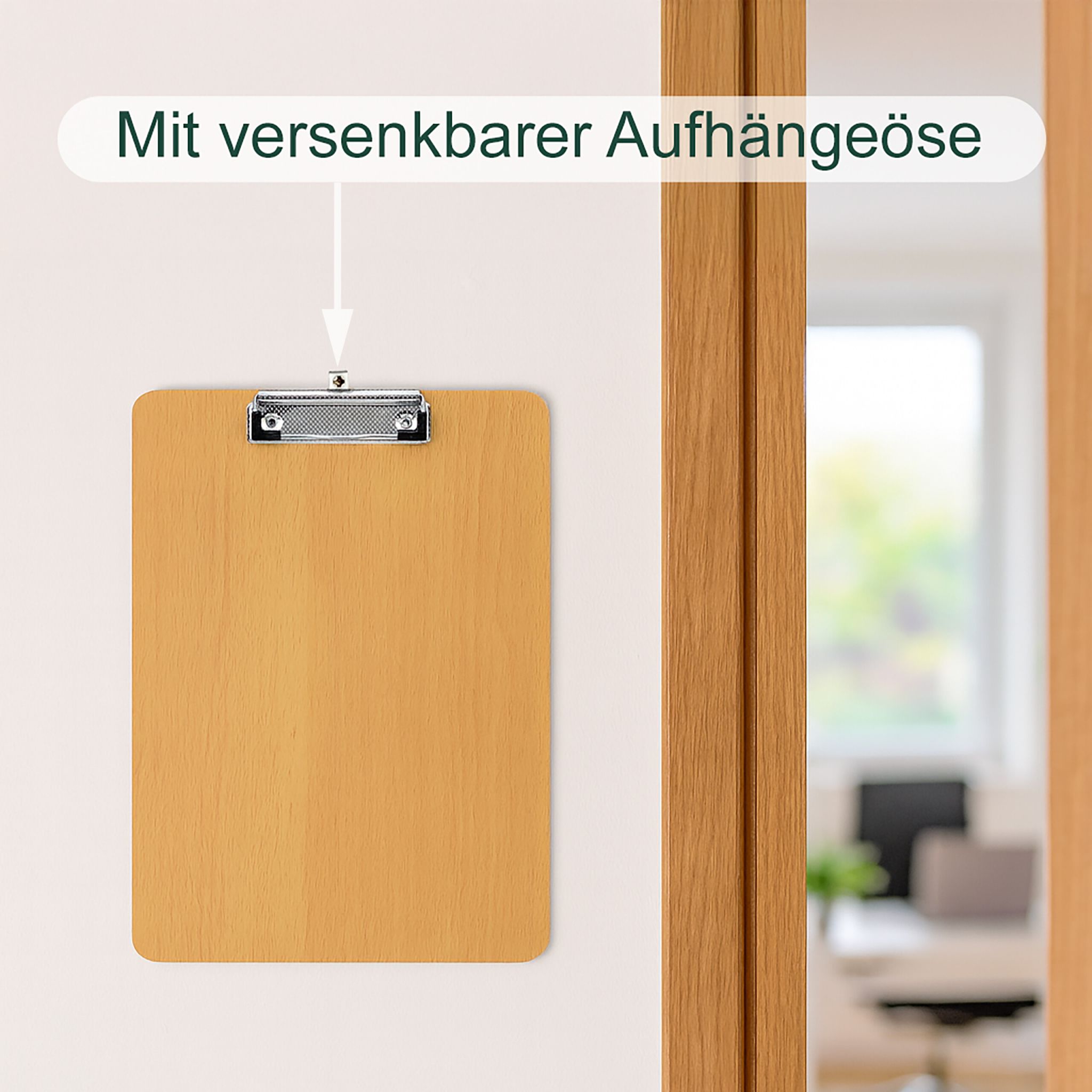 Klemmbrett in Holzoptik 6er-Set Hellbraun-Schwarz-Silber von Relaxdays