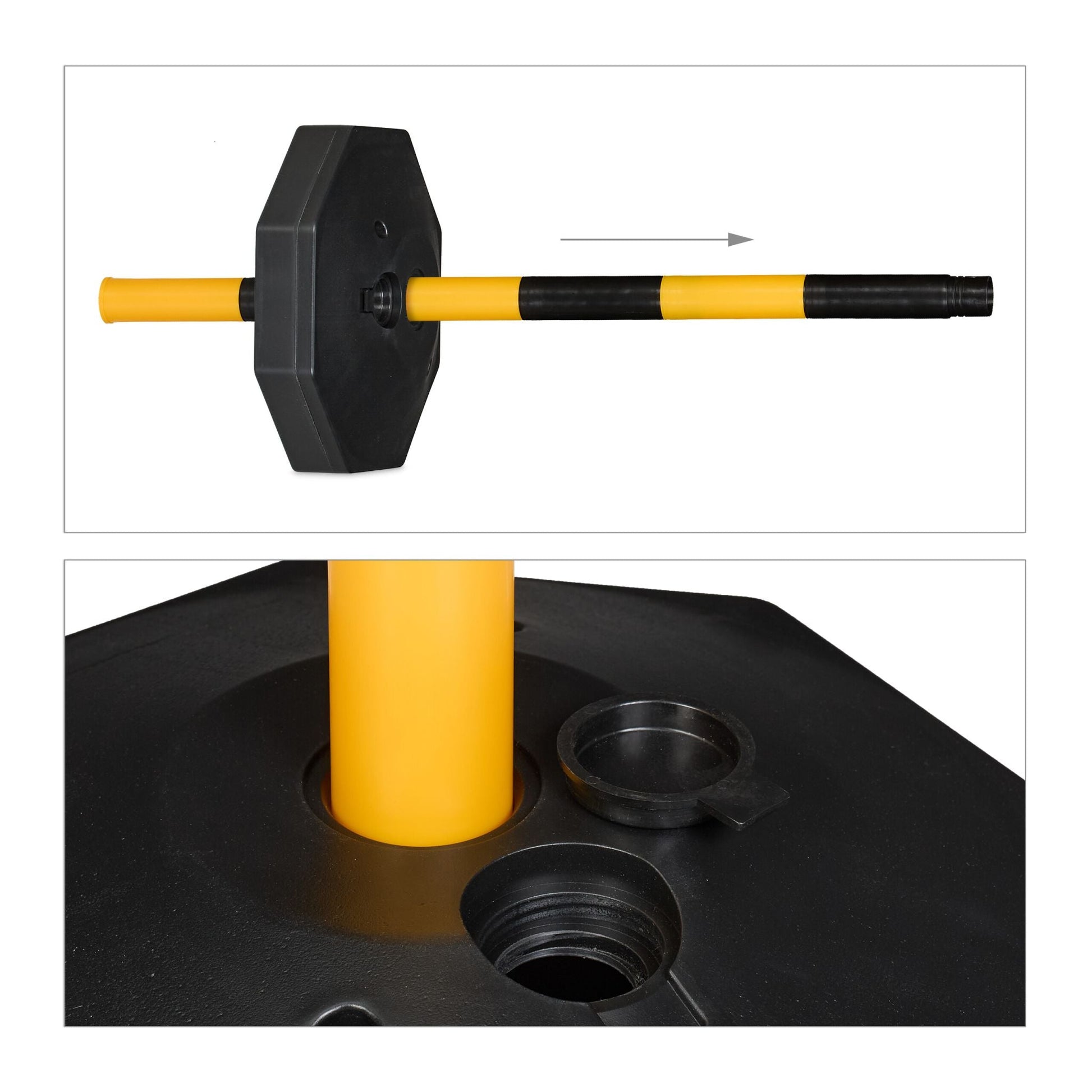 Absperrpfosten mit Kette 4er-Set Gelb-Schwarz von Relaxdays