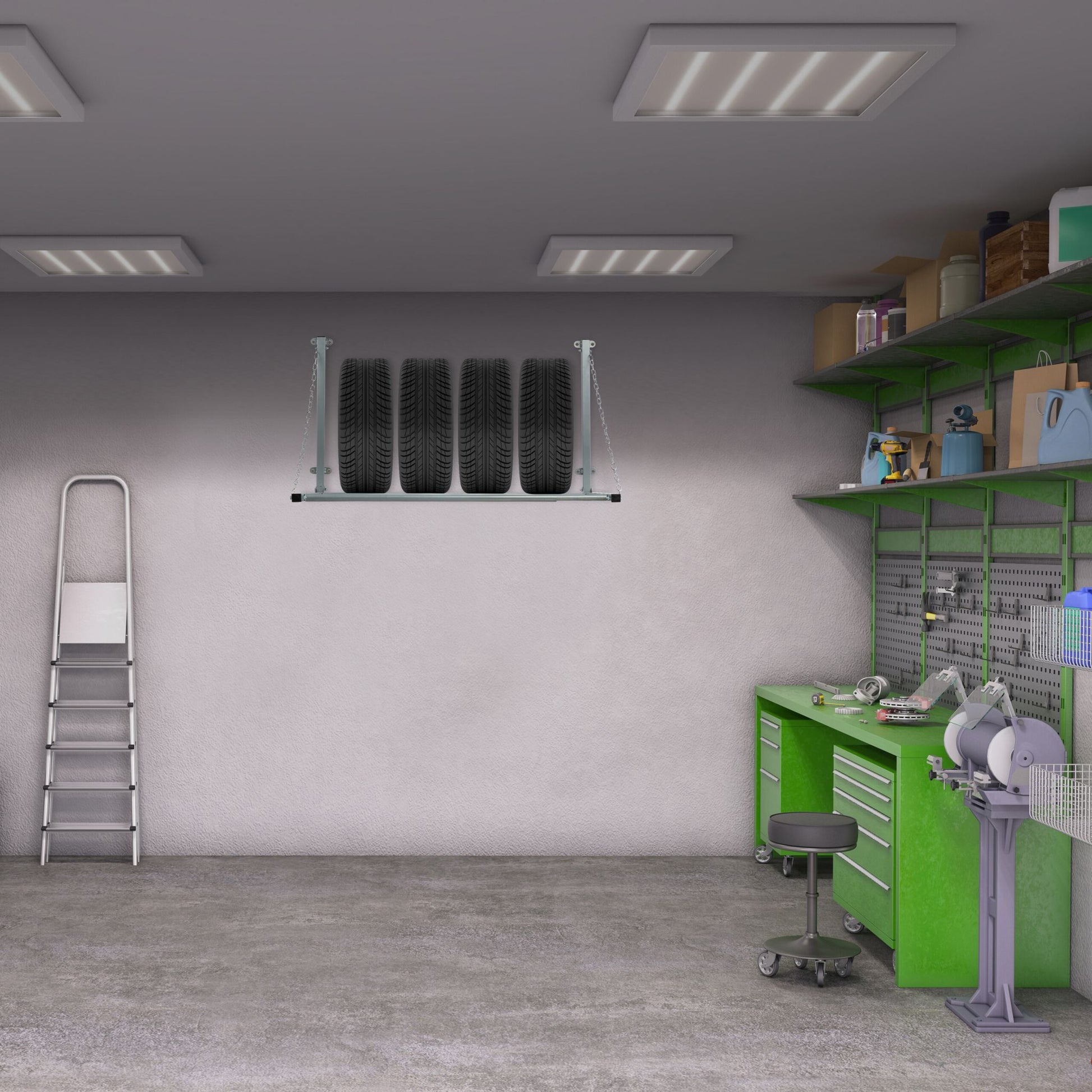 Reifenregal Wandmontage Grau von Relaxdays