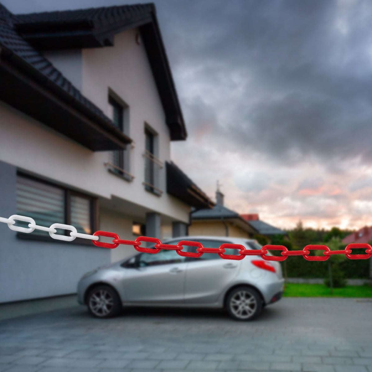 Absperrkette in Rot und Weiss Weiss-Rot von Relaxdays