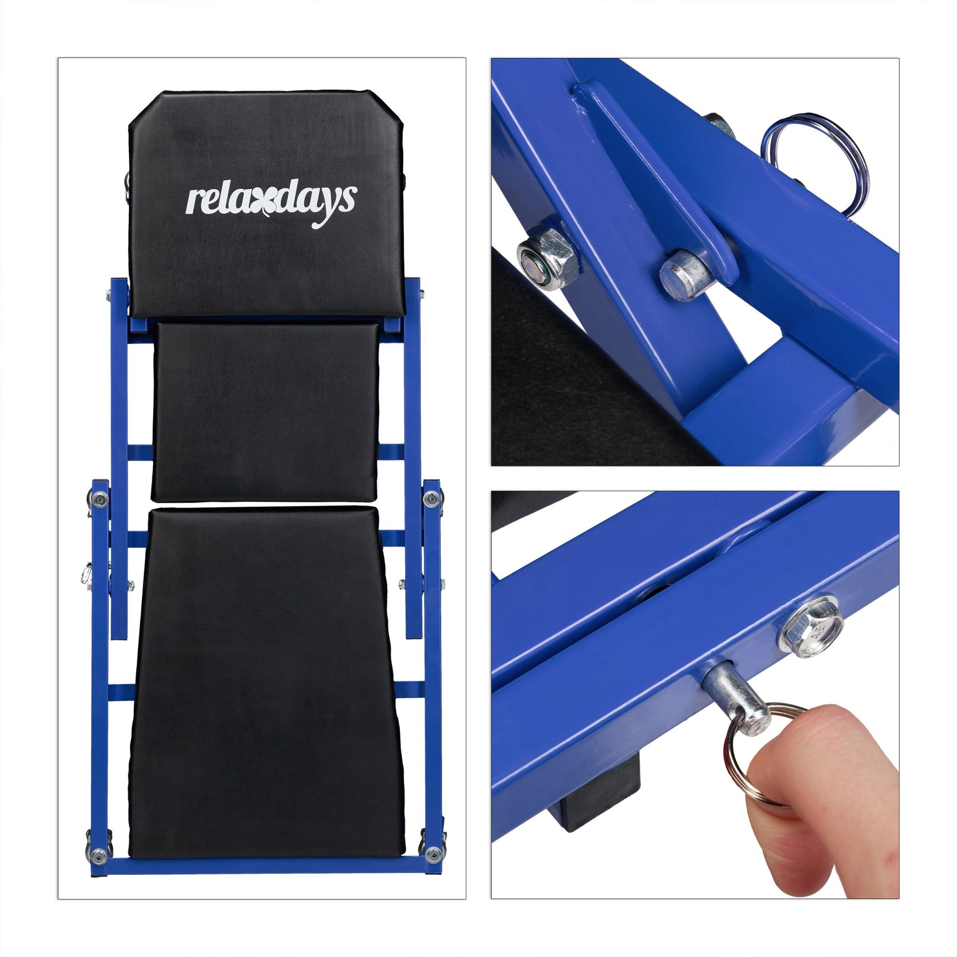 Rollbrett Werkstatt Blau-Schwarz von Relaxdays