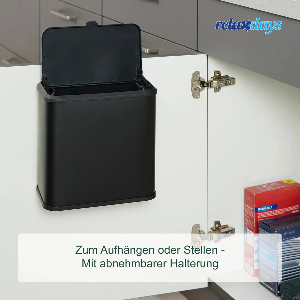 Mülleimer aufhängbar 5 L Schwarz von Relaxdays