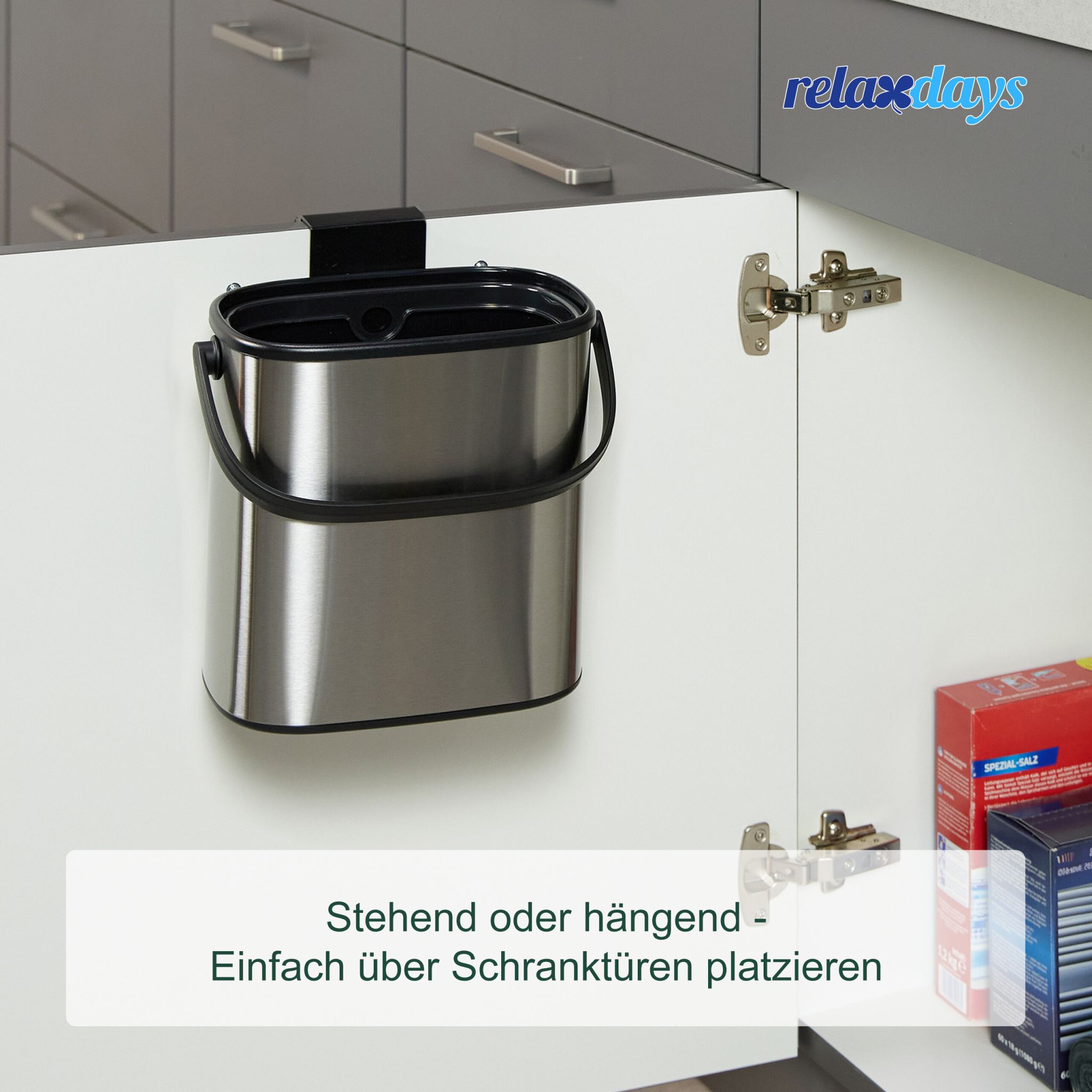 Mülleimer 5 Liter Schwarz-Silber von Relaxdays