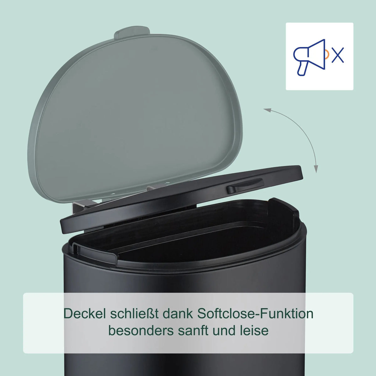 Küchenmülleimer hängend 9l Schwarz von Relaxdays