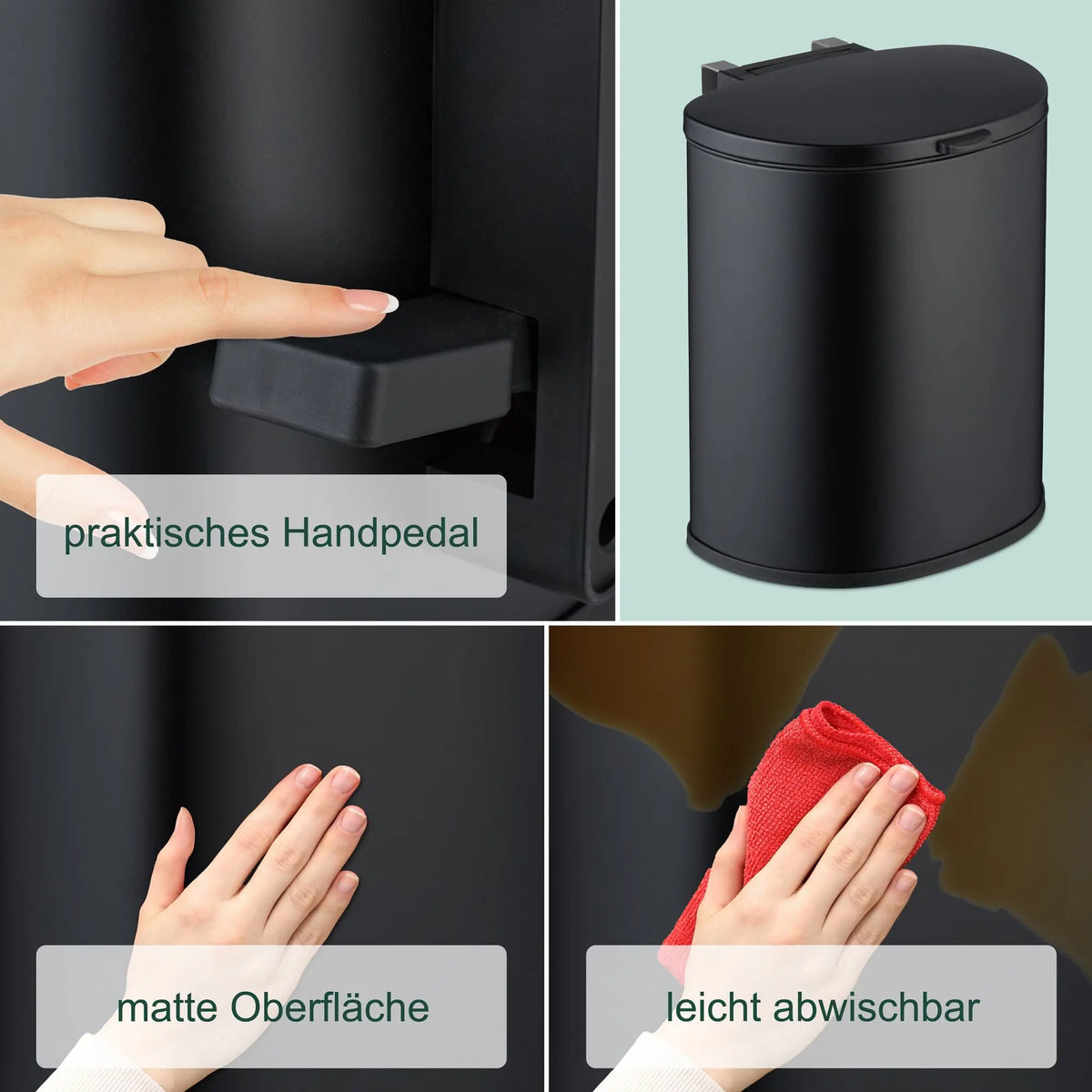 Küchenmülleimer hängend 9l Schwarz von Relaxdays