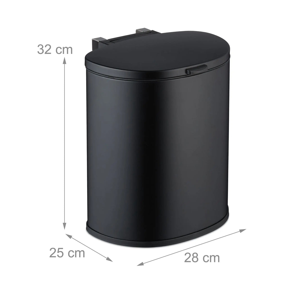 Küchenmülleimer hängend 9l Schwarz von Relaxdays