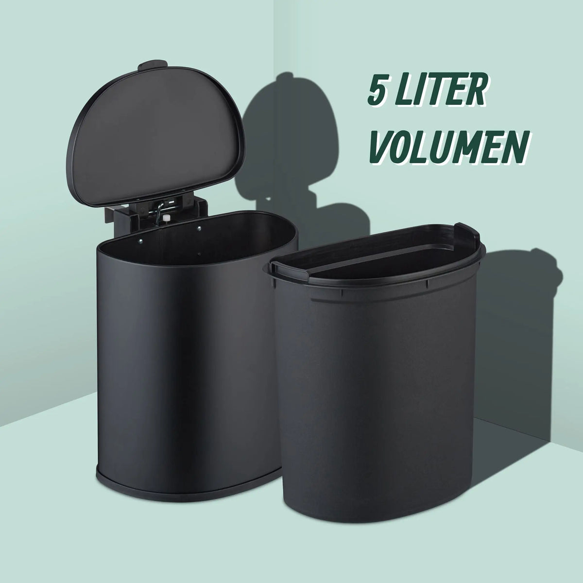 Küchenmülleimer hängend 9l Schwarz von Relaxdays