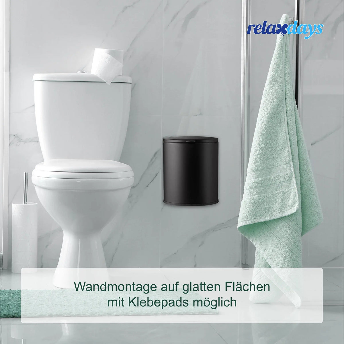Küchenmülleimer hängend 9l Schwarz von Relaxdays