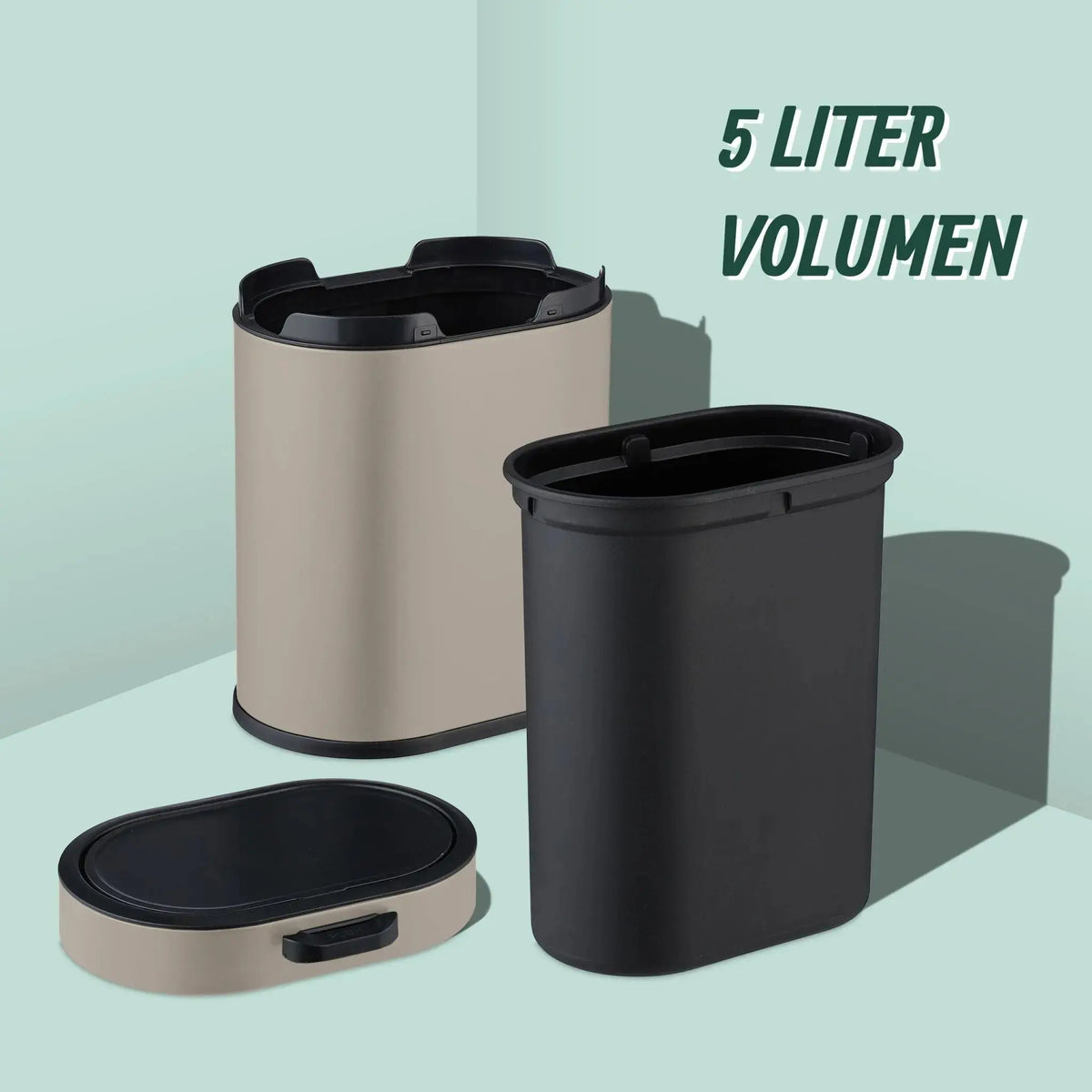 Hängender Mülleimer 5L Beige-Schwarz von Relaxdays