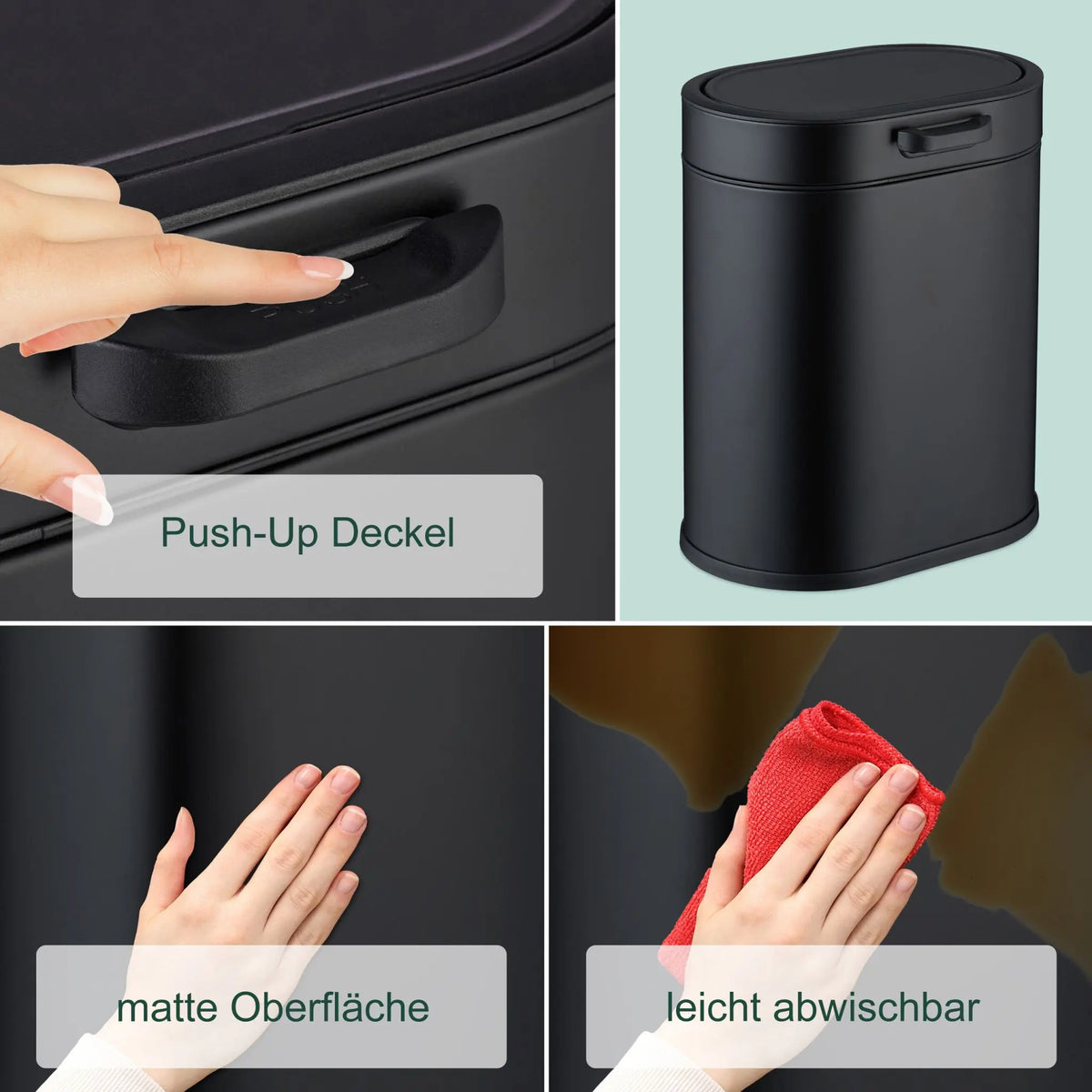 Hängender Mülleimer 5L Schwarz von Relaxdays