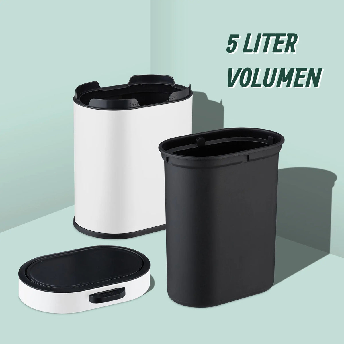 Hängender Mülleimer 5L Weiss-Schwarz von Relaxdays