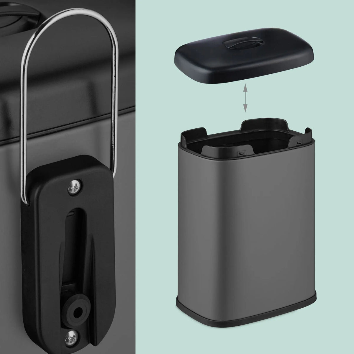 Hängender Mülleimer 5L Schwarz-Grau von Relaxdays