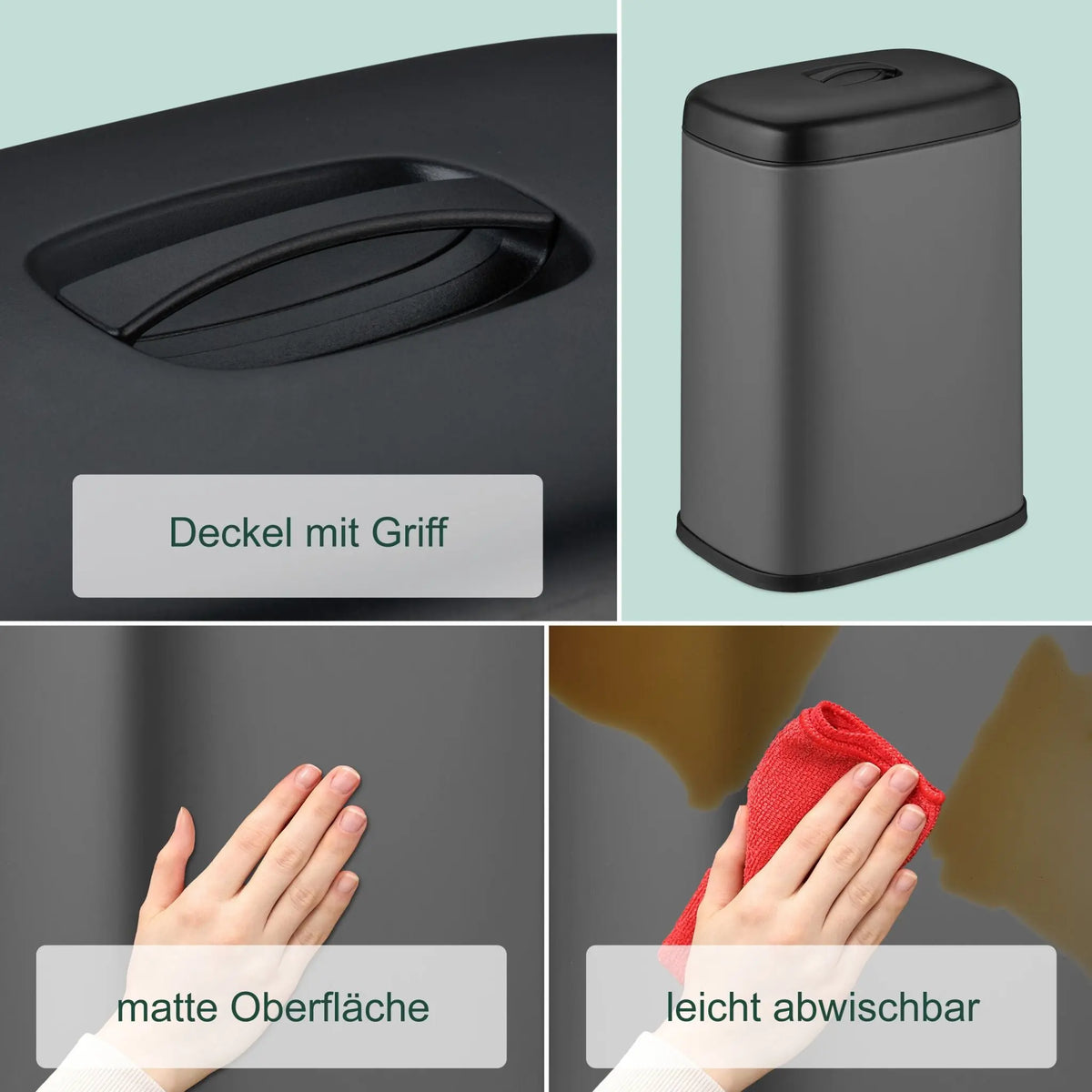 Hängender Mülleimer 5L Schwarz-Grau von Relaxdays