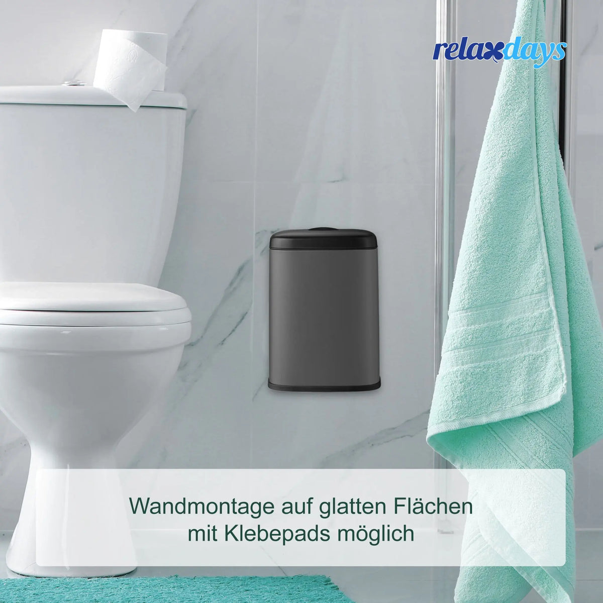 Hängender Mülleimer 5L Schwarz-Grau von Relaxdays