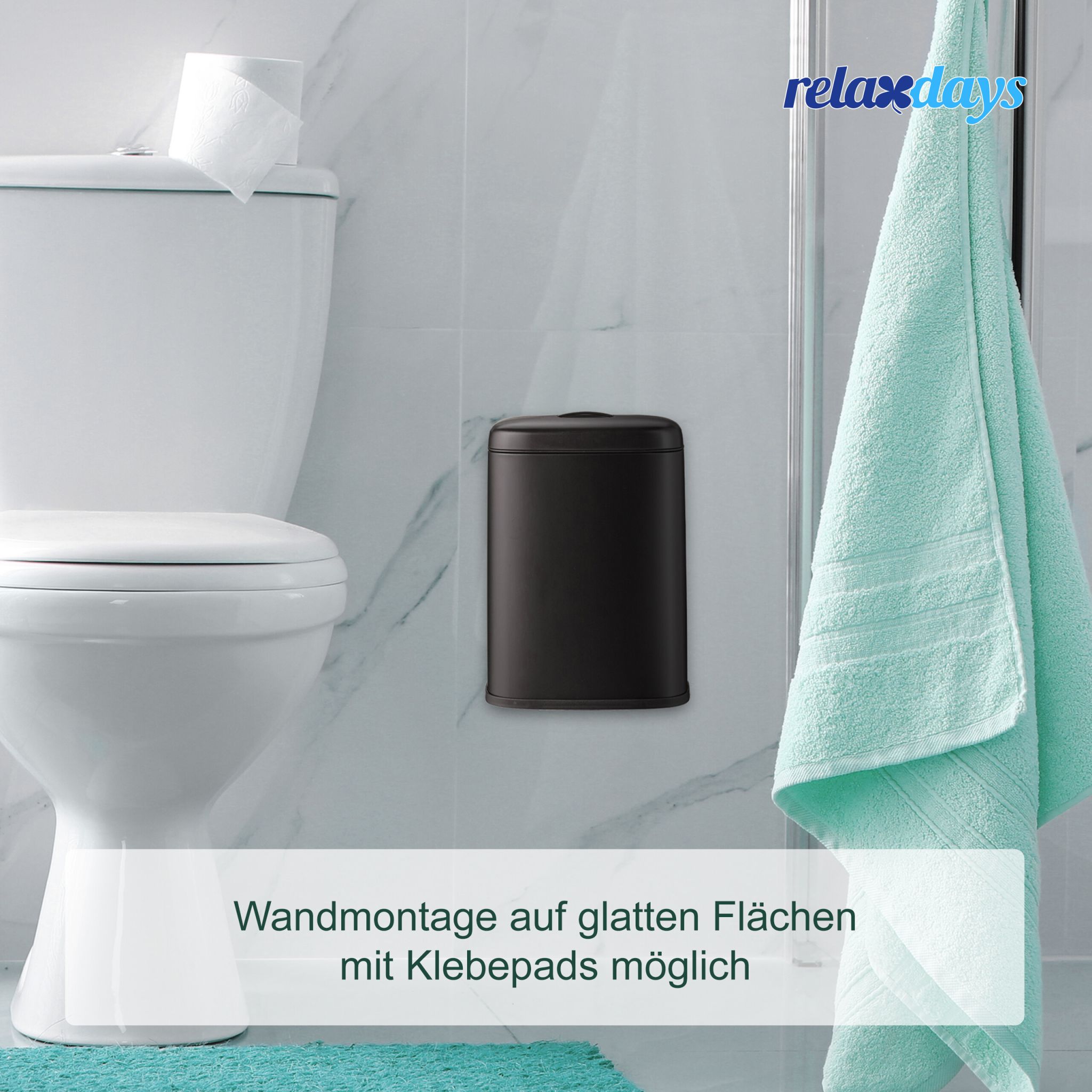 Hängender Mülleimer 5L Schwarz von Relaxdays