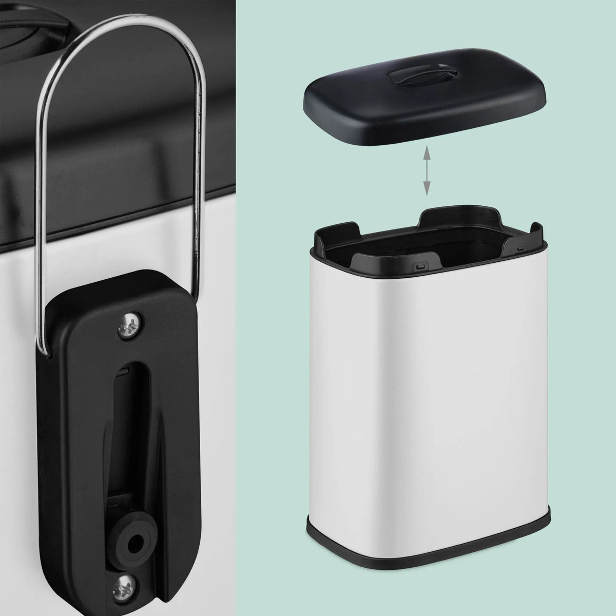Hängender Mülleimer 5L Weiss-Schwarz von Relaxdays