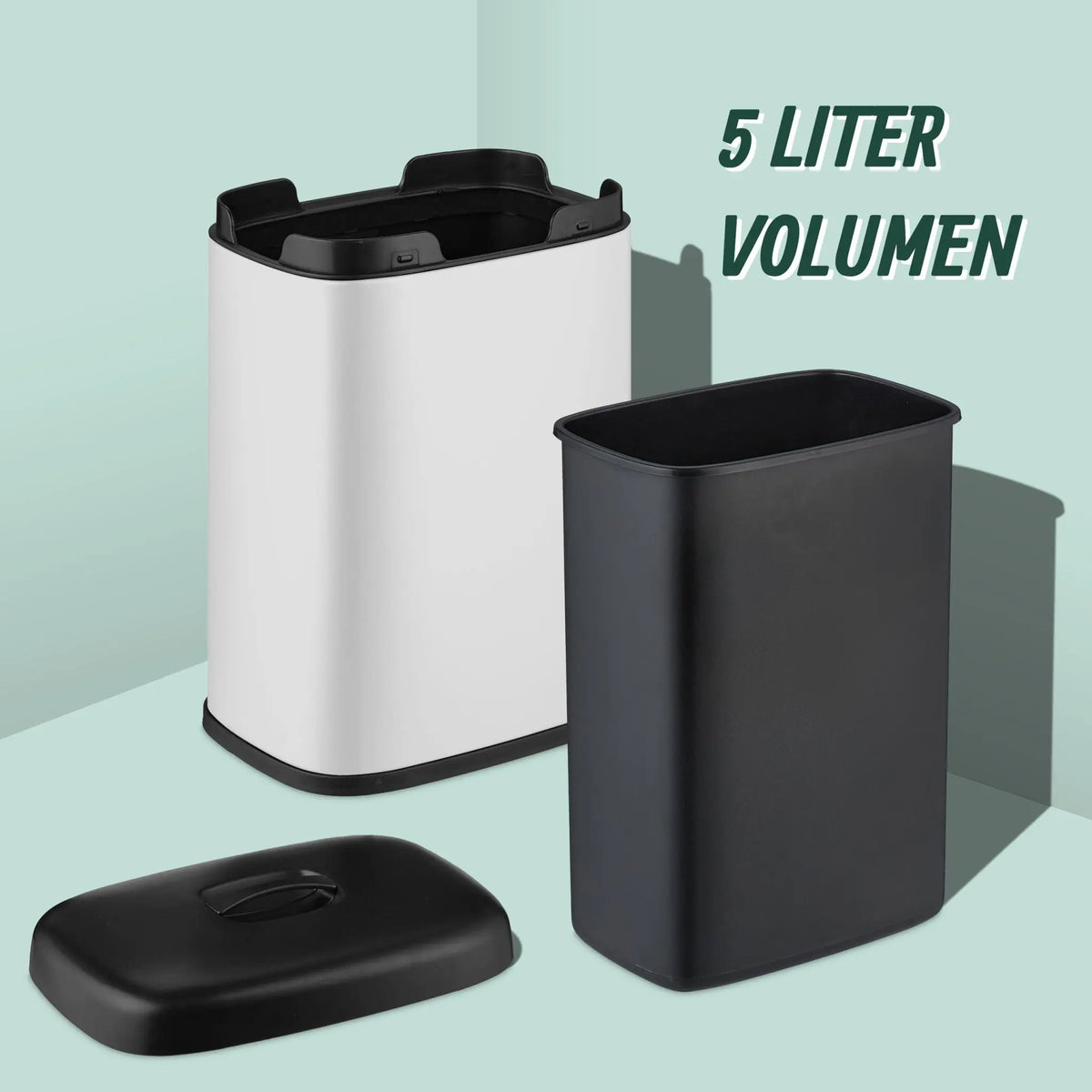 Hängender Mülleimer 5L Weiss-Schwarz von Relaxdays