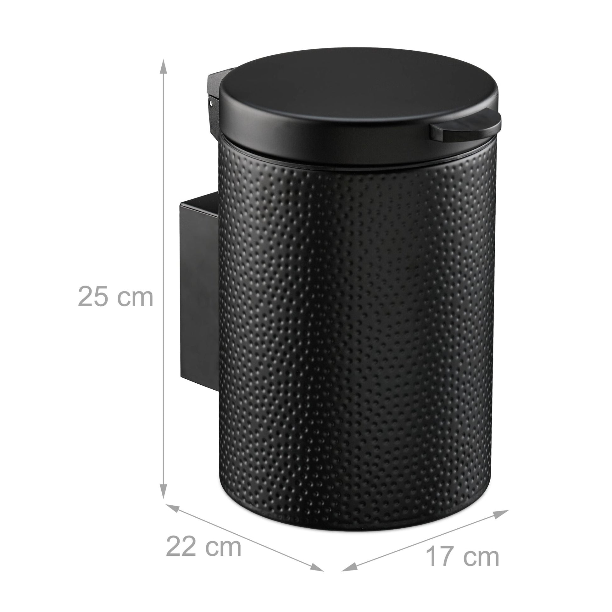 Kosmetikeimer Wandmontage 3 Liter Schwarz von Relaxdays