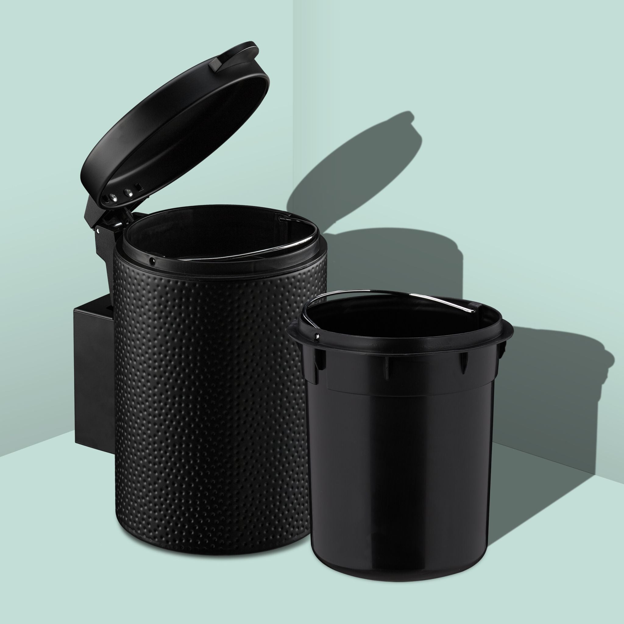 Kosmetikeimer Wandmontage 3 Liter Schwarz von Relaxdays