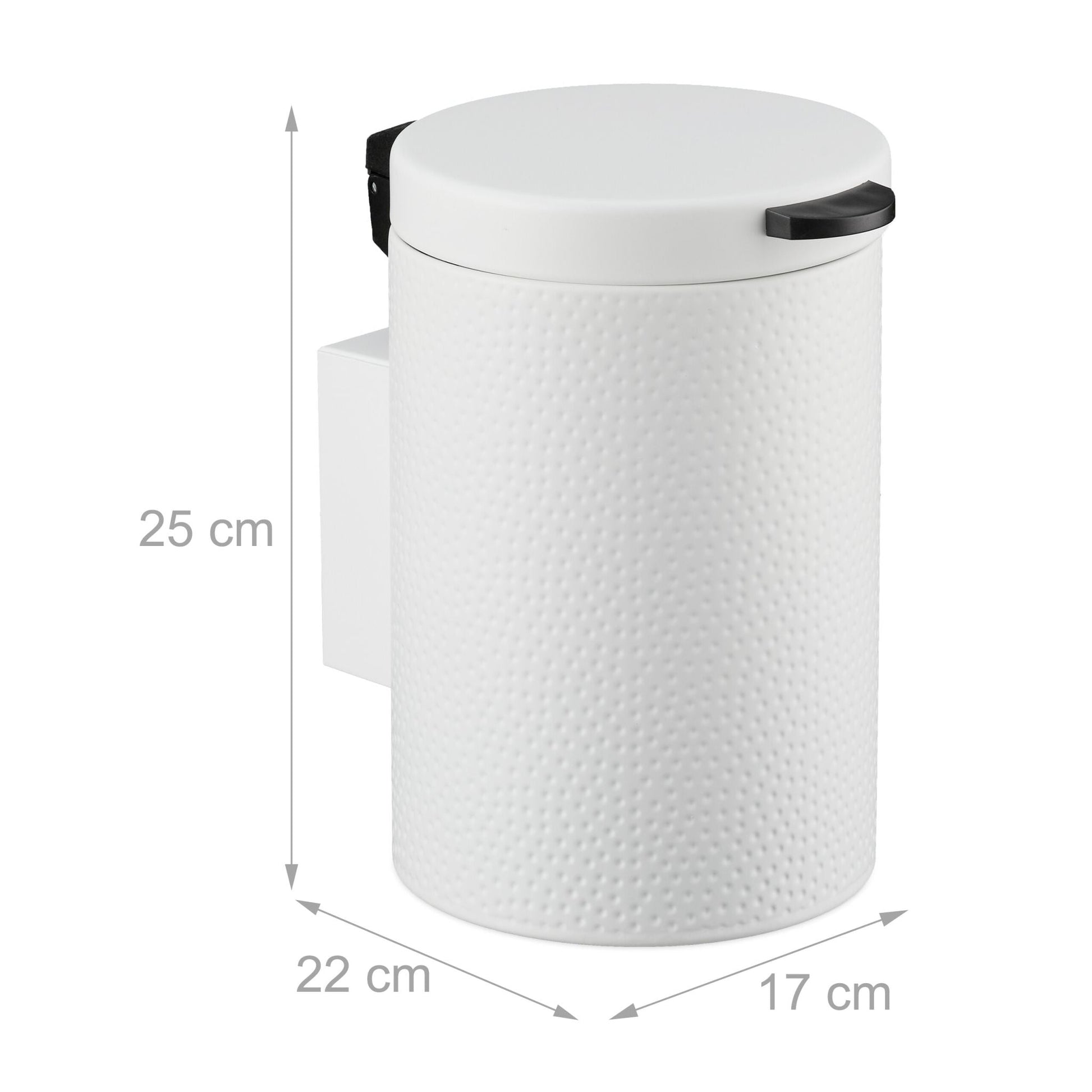 Kosmetikeimer Wandmontage 3 Liter Weiss-Schwarz von Relaxdays