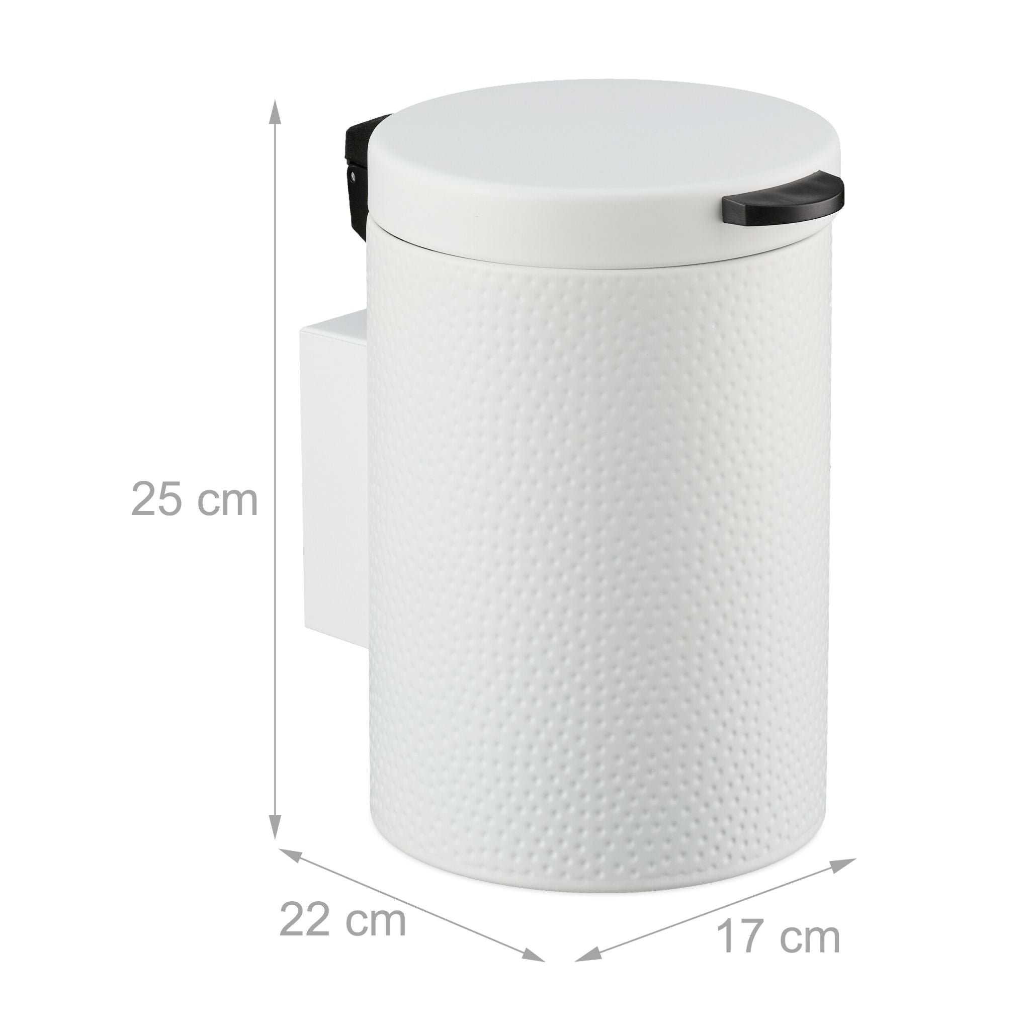 Kosmetikeimer Wandmontage 3 Liter Weiss-Schwarz von Relaxdays