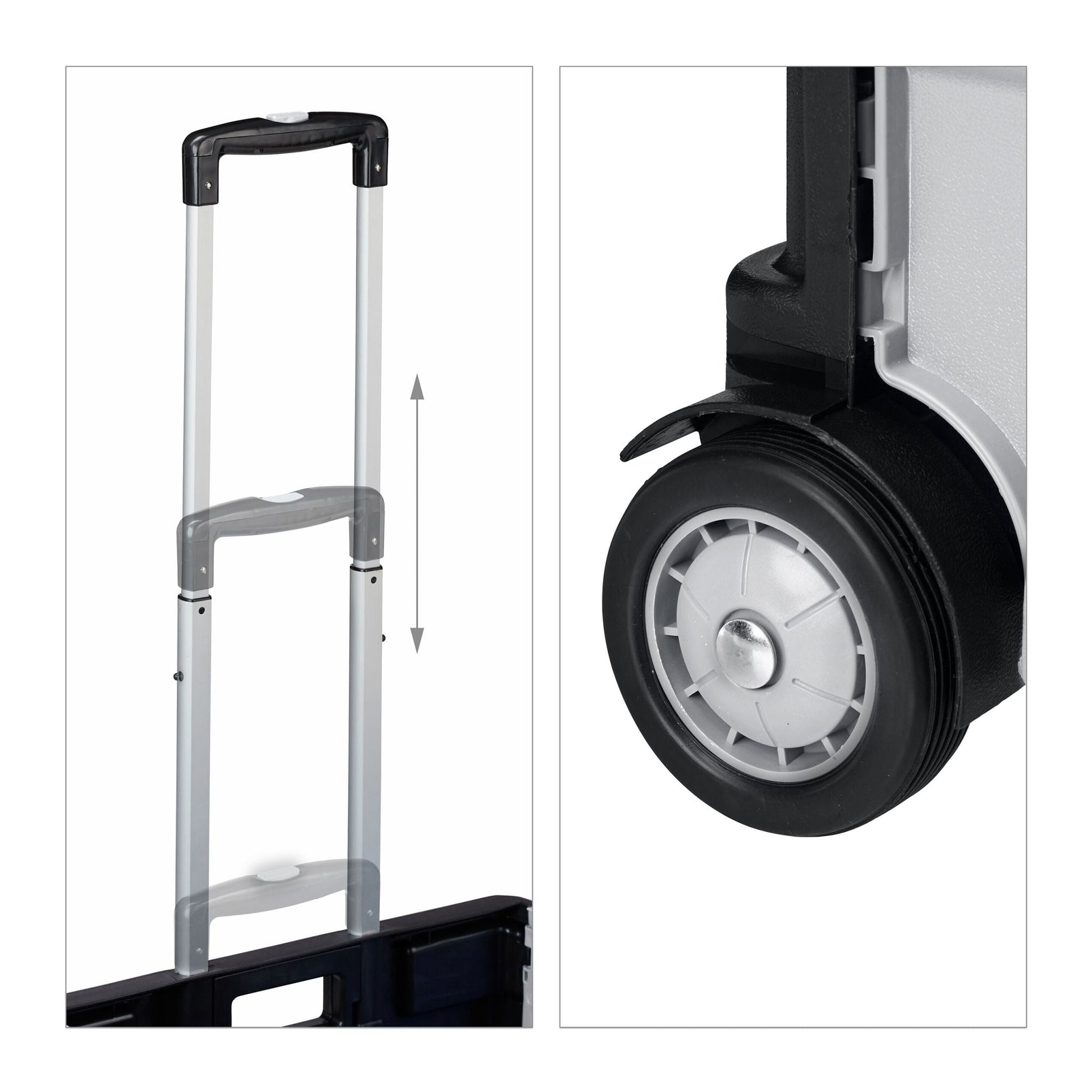 Einkaufstrolley mit Deckel Weiss-Schwarz-Silber von Relaxdays