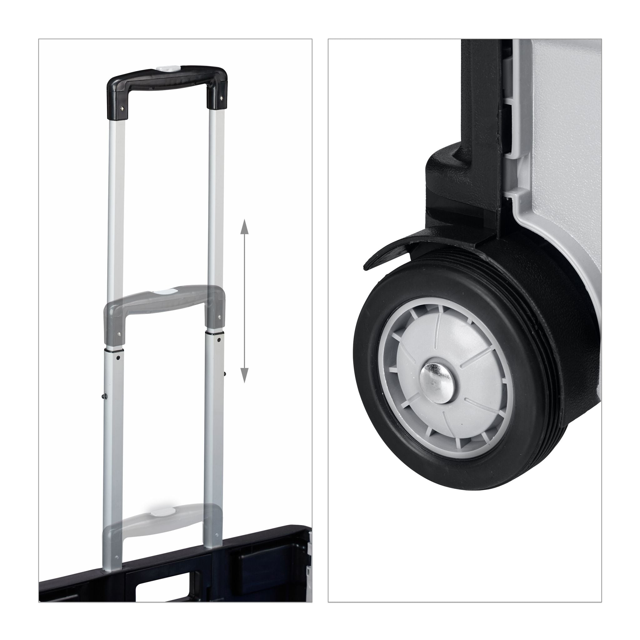 Einkaufstrolley mit Deckel Weiss-Schwarz-Silber von Relaxdays