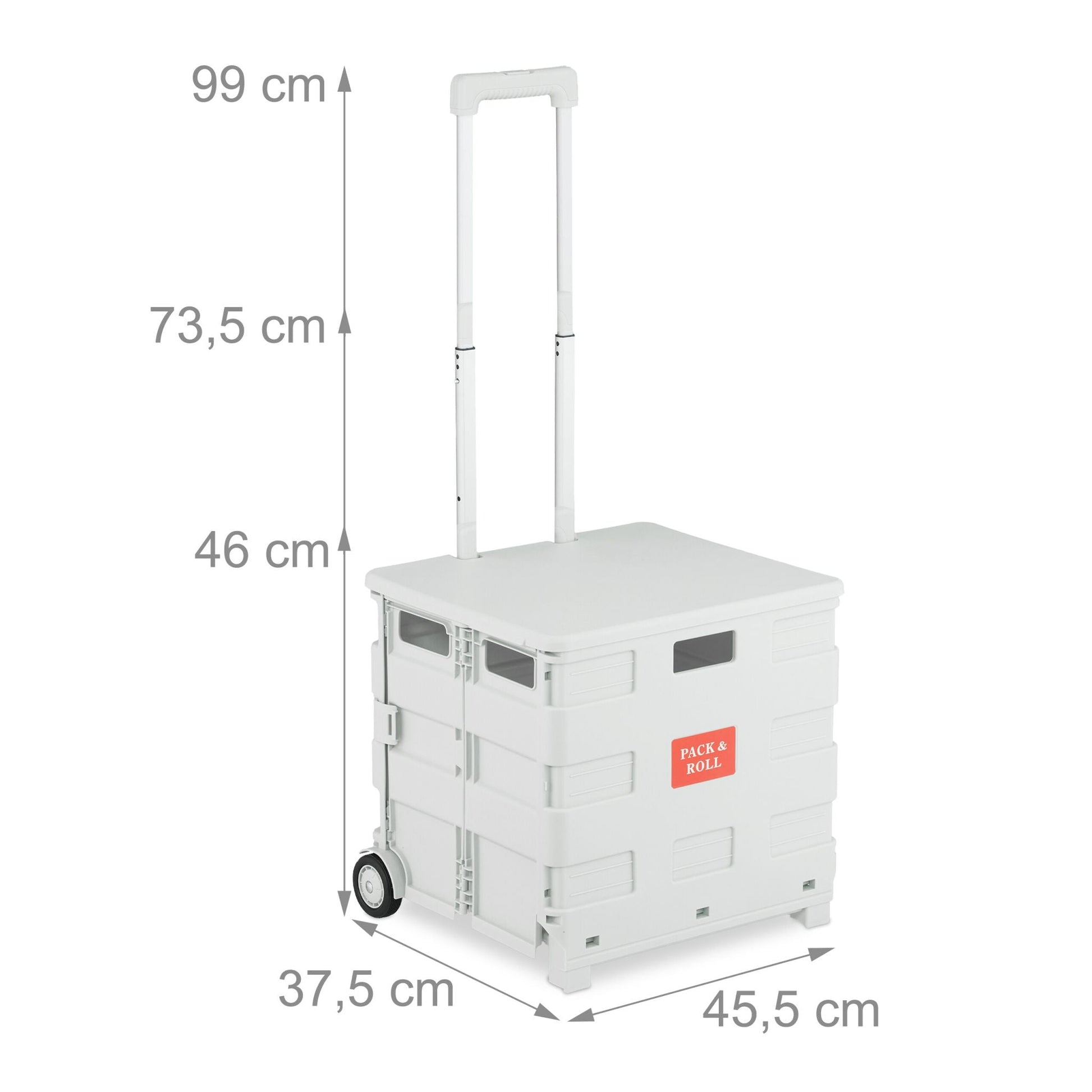 Einkaufstrolley mit Deckel Weiss von Relaxdays