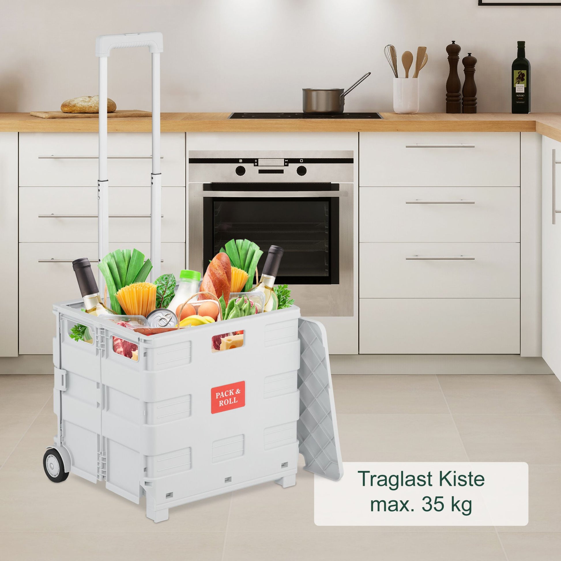Einkaufstrolley mit Deckel Weiss von Relaxdays
