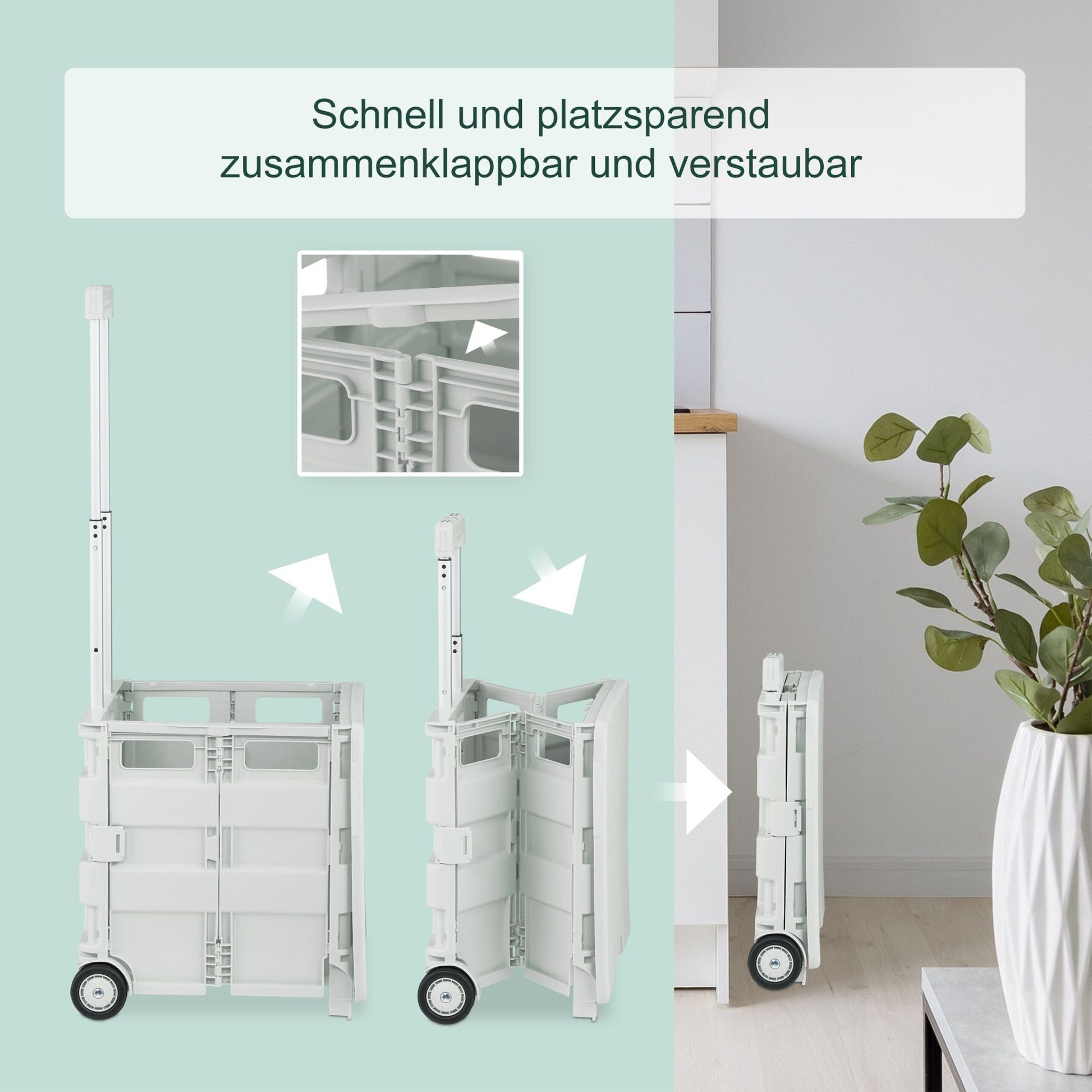 Einkaufstrolley mit Deckel Weiss von Relaxdays