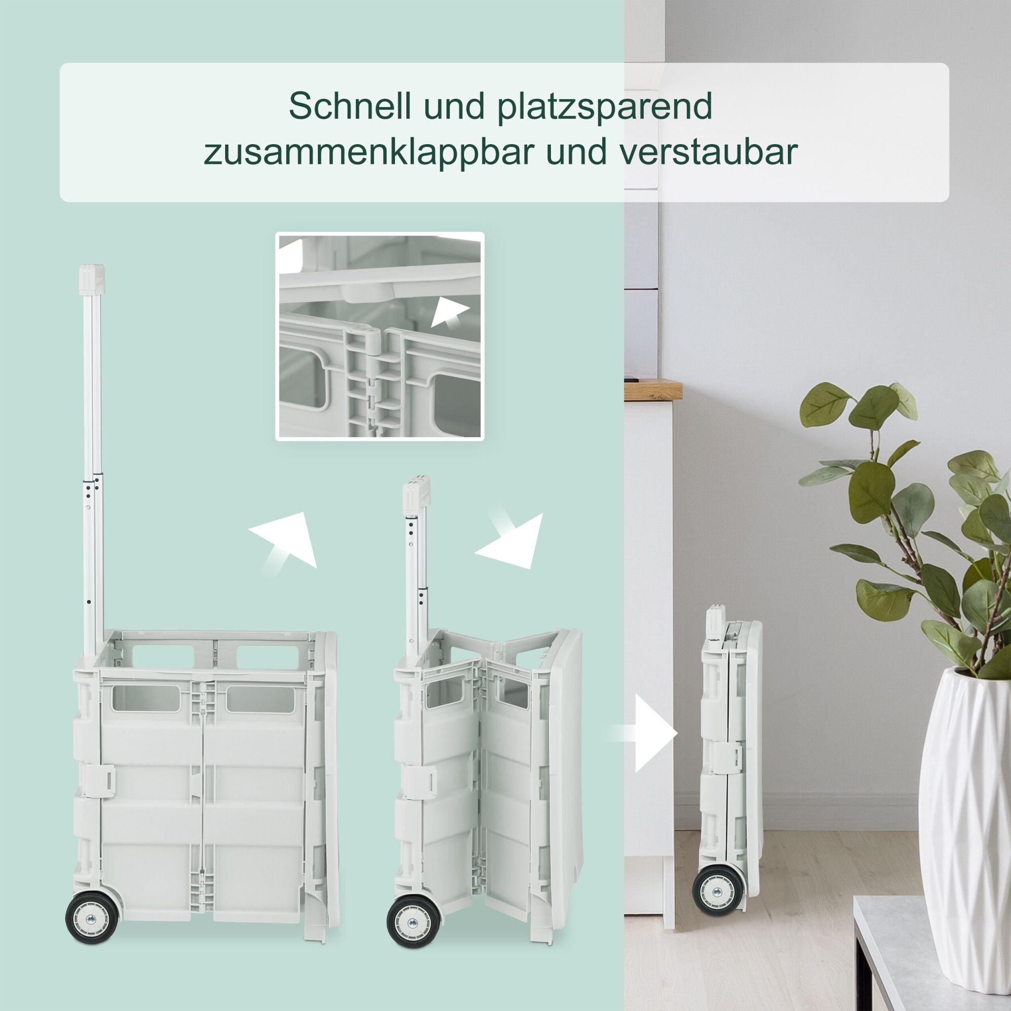 Einkaufstrolley mit Deckel Weiss von Relaxdays