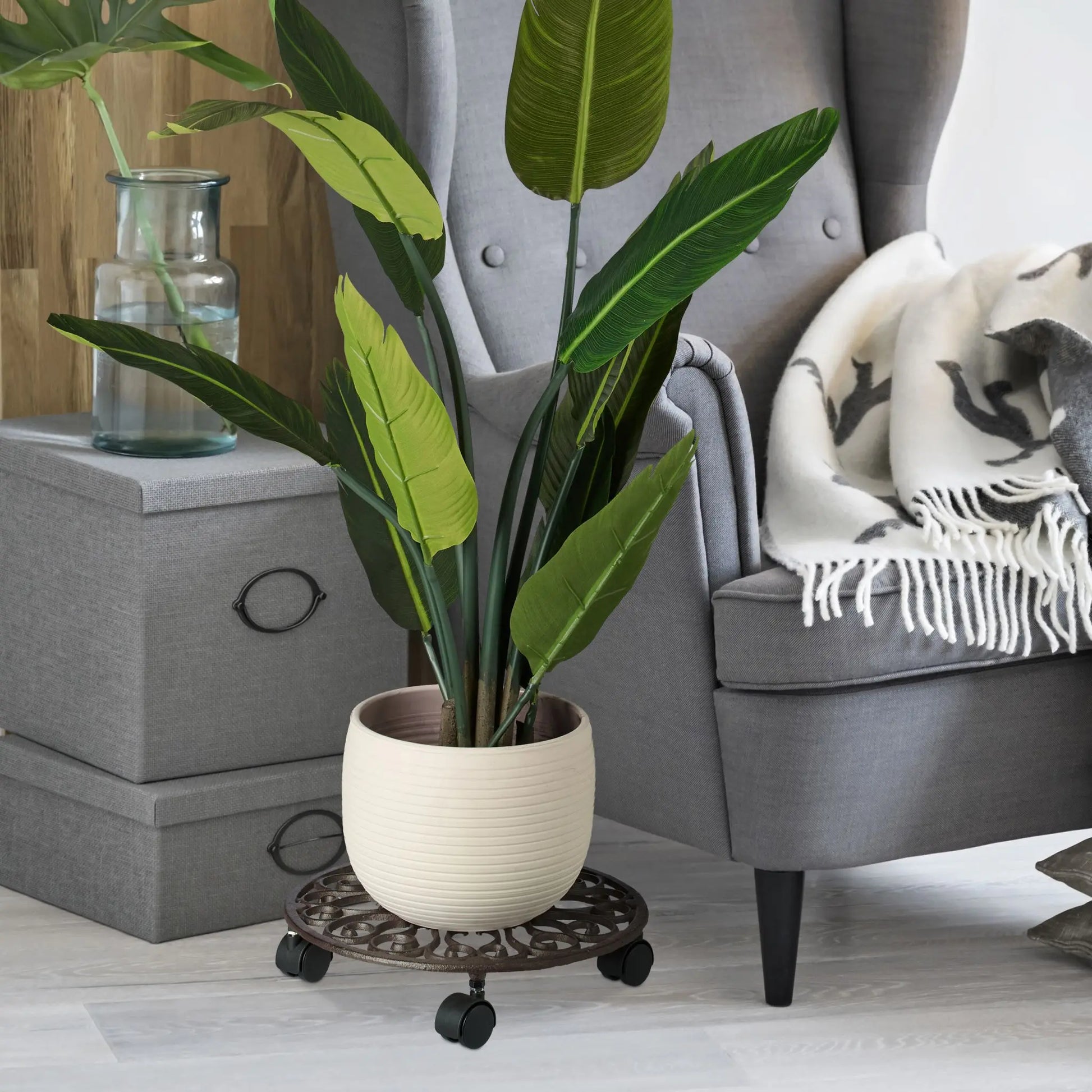 Pflanzenroller Gusseisen Braun-Schwarz von Relaxdays