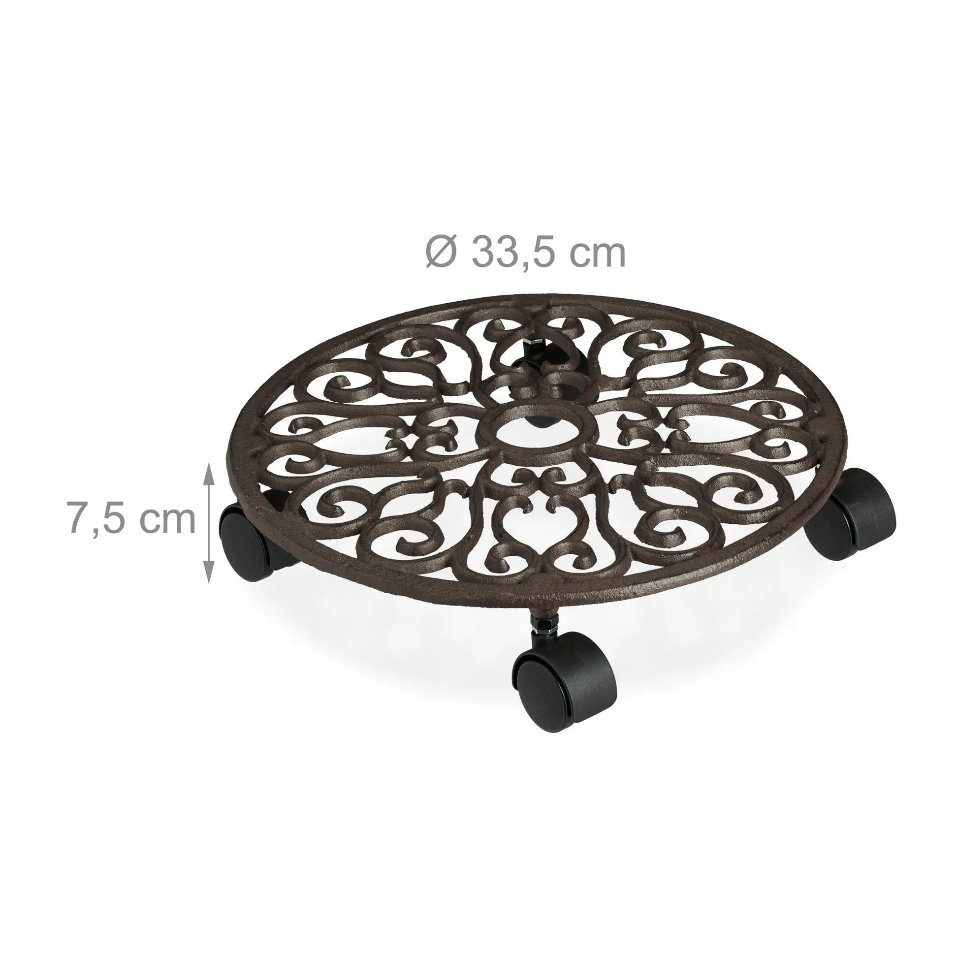 Pflanzenroller Gusseisen Braun-Schwarz von Relaxdays
