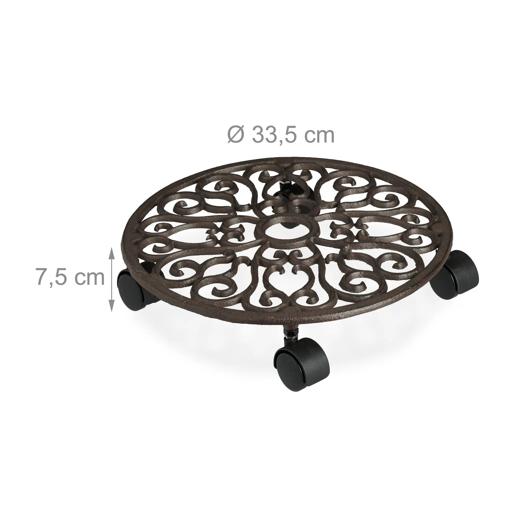 Pflanzenroller Gusseisen Braun-Schwarz von Relaxdays