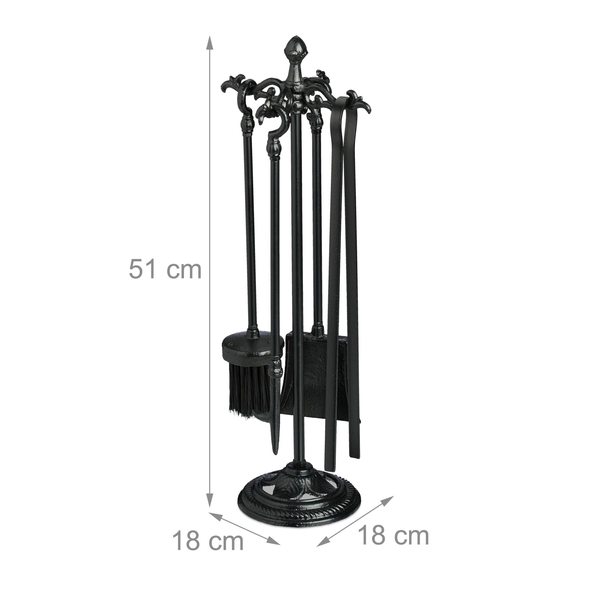 Kaminbesteck Gusseisen 5tlg. Schwarz von Relaxdays